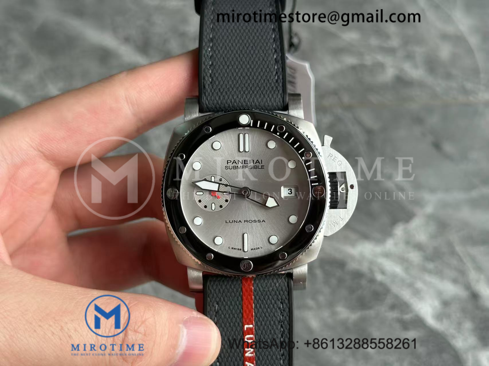 PAM1681 Luna Rossa Submersible VSF 1:1 Best Edition on Gray Fabric Strap P900