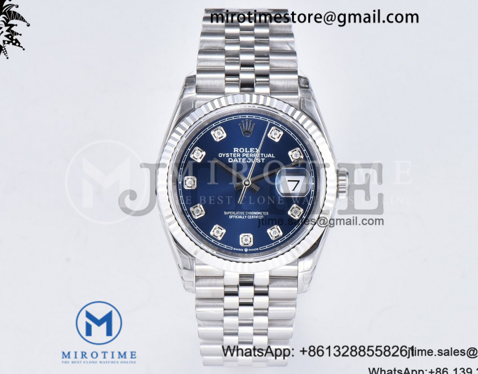 DateJust 36 SS 126234 VSF 1:1 Best Edition 904L Steel Blue Diamonds Dial on Jubilee Bracelet VS3235