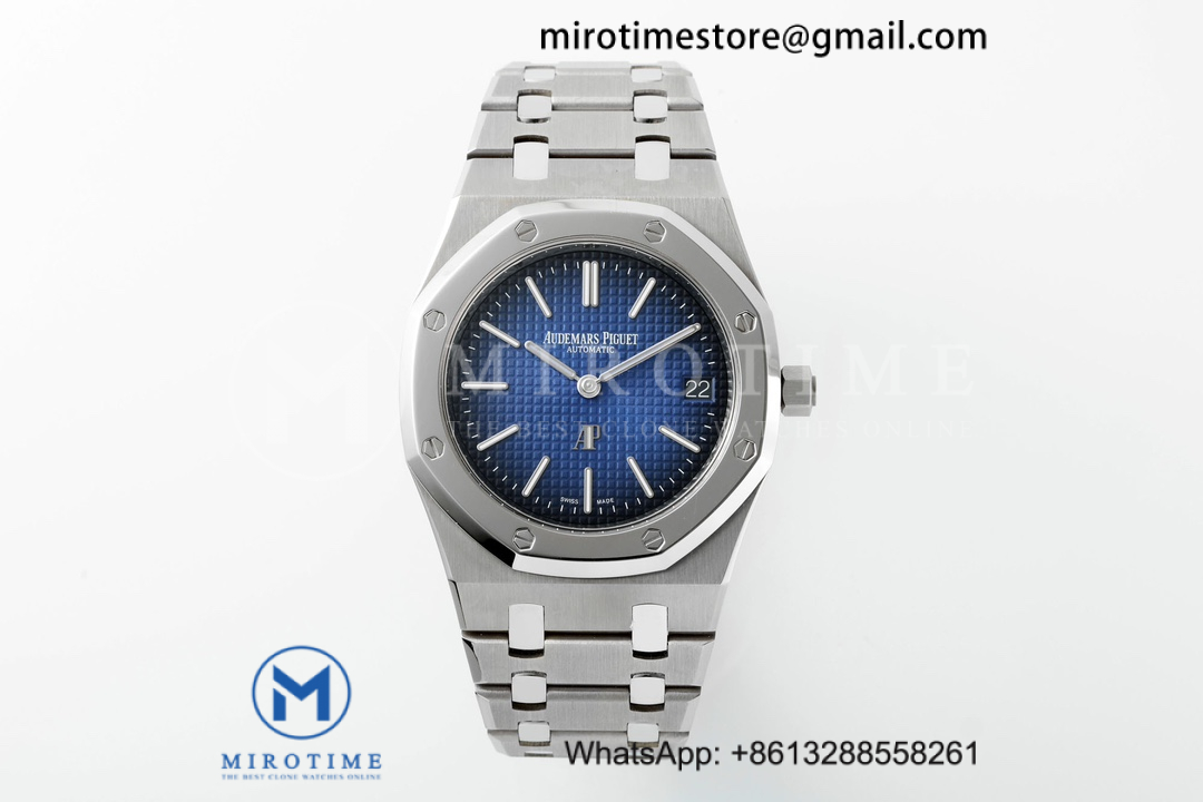 Royal Oak 39mm 15202IP Titanium ZF 1:1 Best Edition Gradient Blue Textured Dial on SS Bracelet A2121 V2
