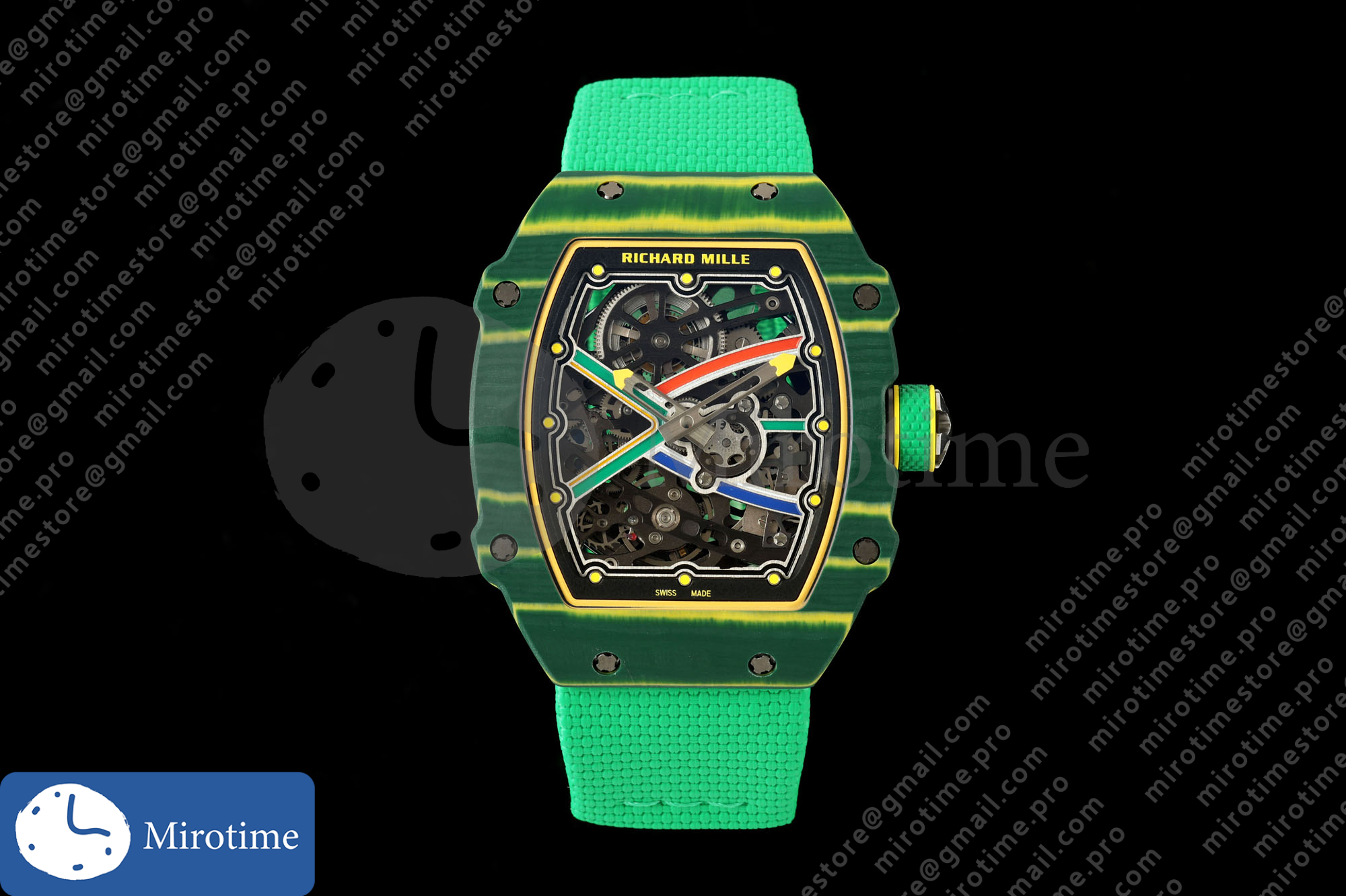 Umi Maker’s RM67-02 Green NTPT Brazil Blue/Red/Green Skeleton Dial on Nylon strap CRMA7 Clone V2