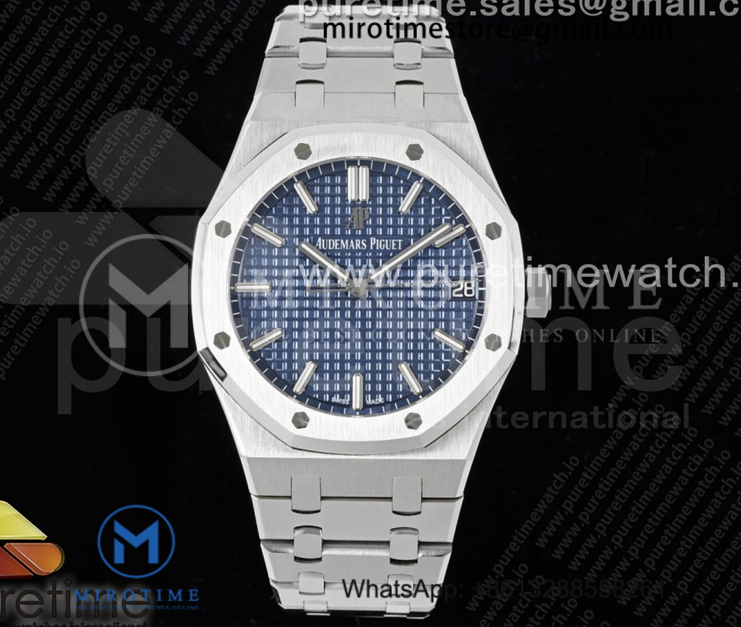 Royal Oak 41mm 15500 SS APSF 1:1 Best Edition Blue Textured Dial on SS Bracelet SA4302 Super Clone