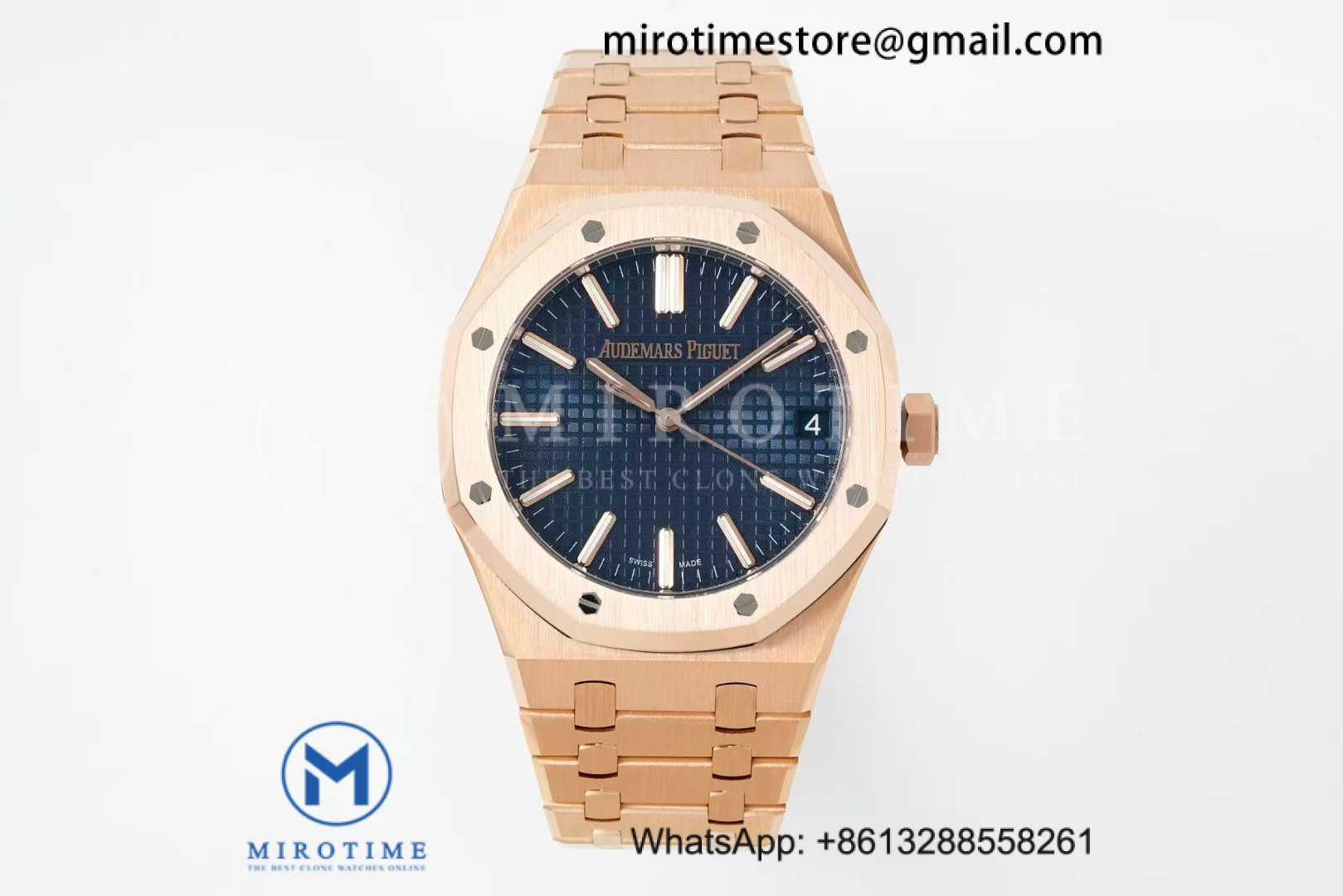 Royal Oak 41mm 15510 RG DDF 1:1 Best Edition Blue Dial on RG Bracelet DD4302 Super Clone (Weighted)