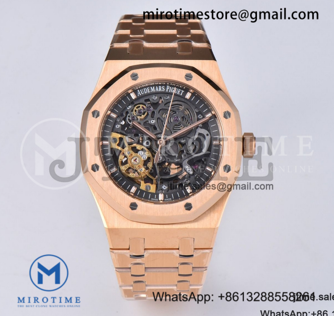Royal Oak 41mm Skeleton 15407 RG ZF 1:1 Best Edition Skeleton Dial on RG Bracelet A3132