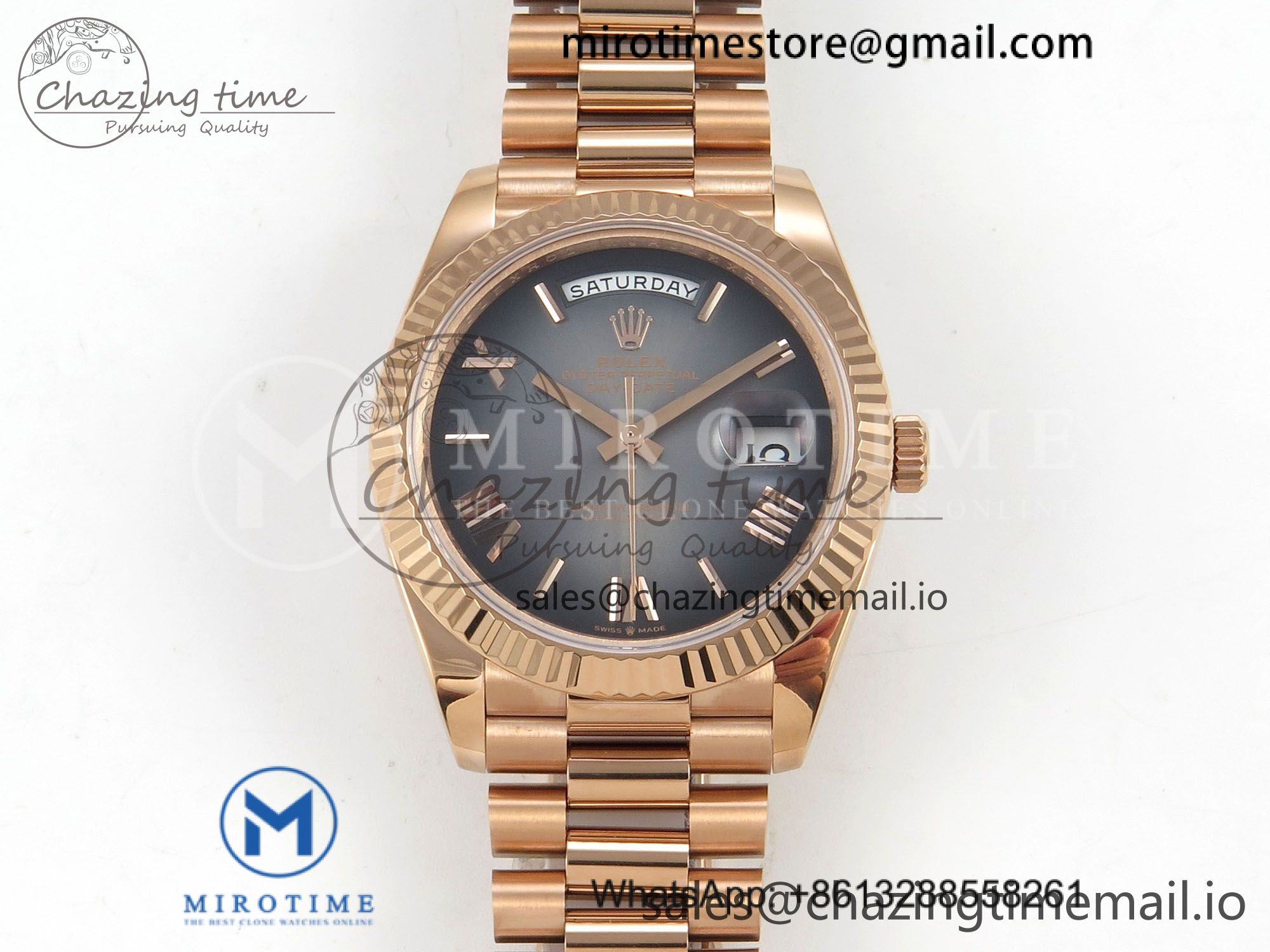 Day Date 40 RG 228235 QF 1:1 Best Edition Gray Roman Dial on President Bracelet VR3255 V8 (190g)