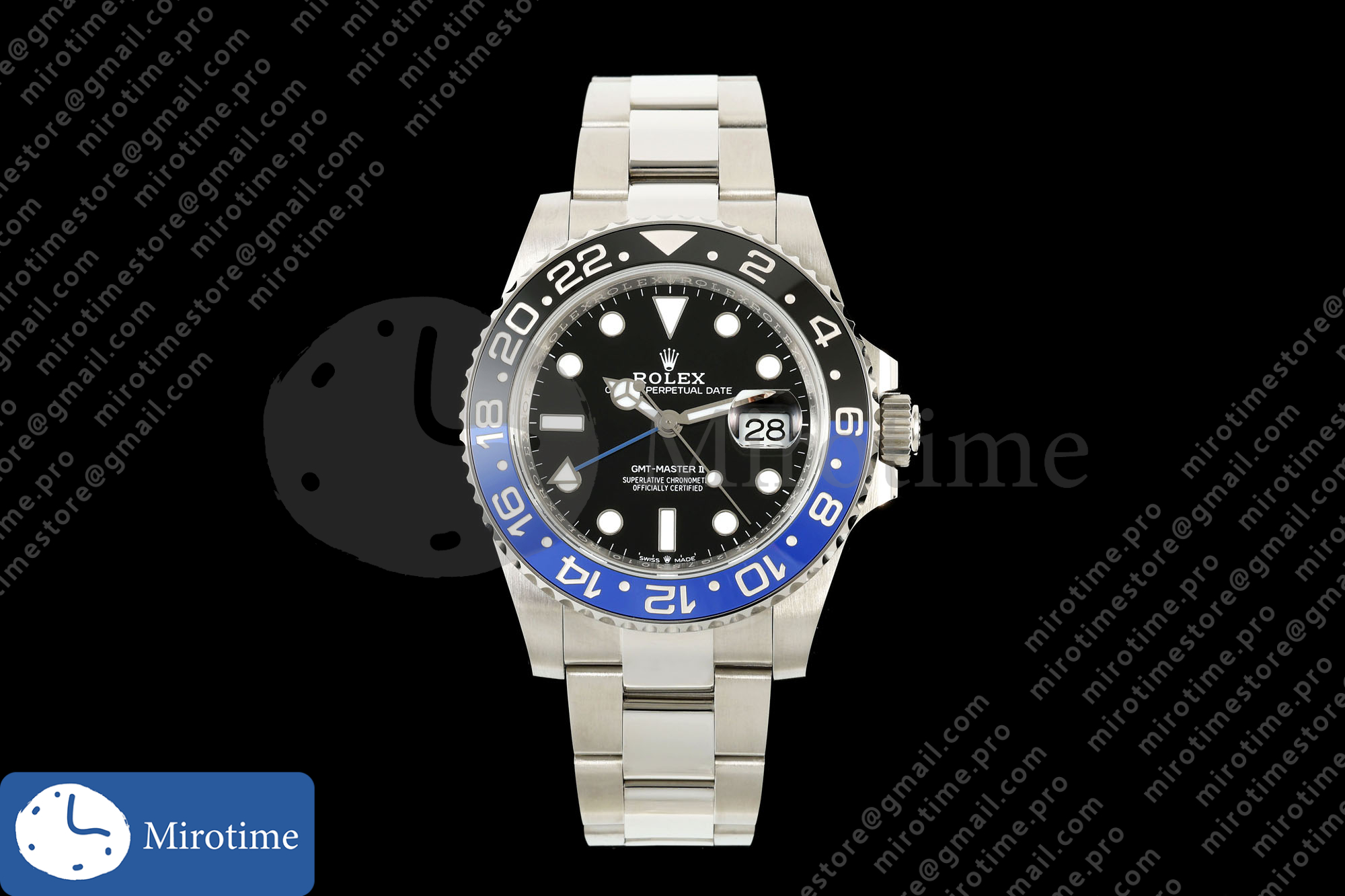 GMT-Master II 126710 BLNR Black/Blue V2 904L SS QF 1:1 Black Dial On Oyster Bracelet SH3285 CHS (Free Sprung)
