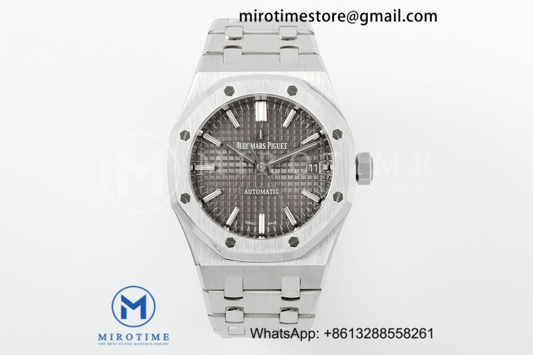Royal Oak 37mm 15450 SS ZF 1:1 Best Edition Gray Textured Dial on SS Bracelet SA3120 Super Clone