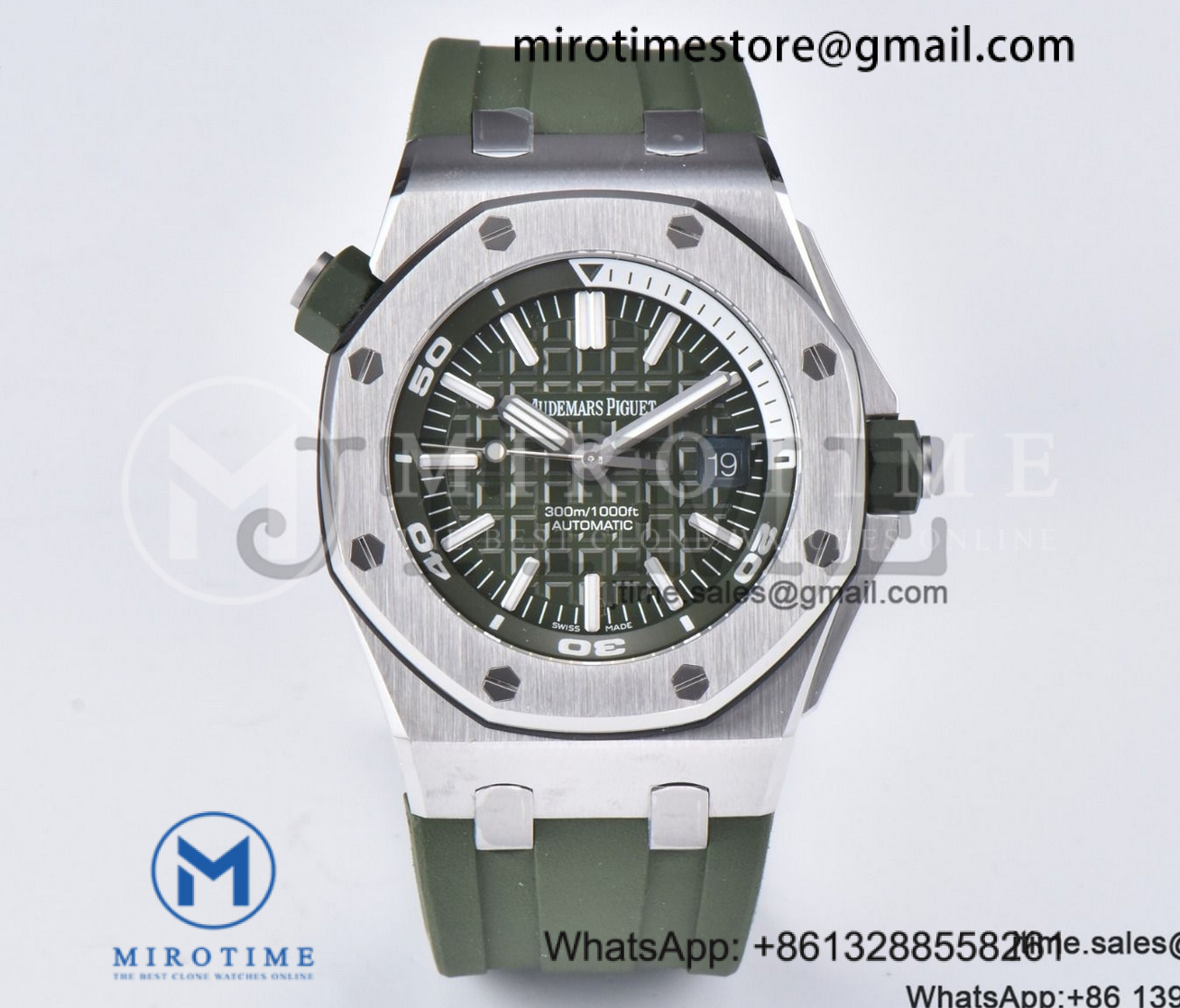Royal Oak Offshore Diver 15710 APSF 1:1 Best Edition Green Checkered Dial on Green Rubber Strap A3120 Super Clone