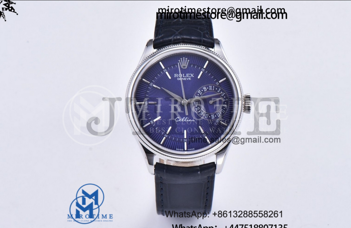 Cellini 50519 SS GMF 1:1 Best Edition Blue Dial on Blue Leather Strap SA3165
