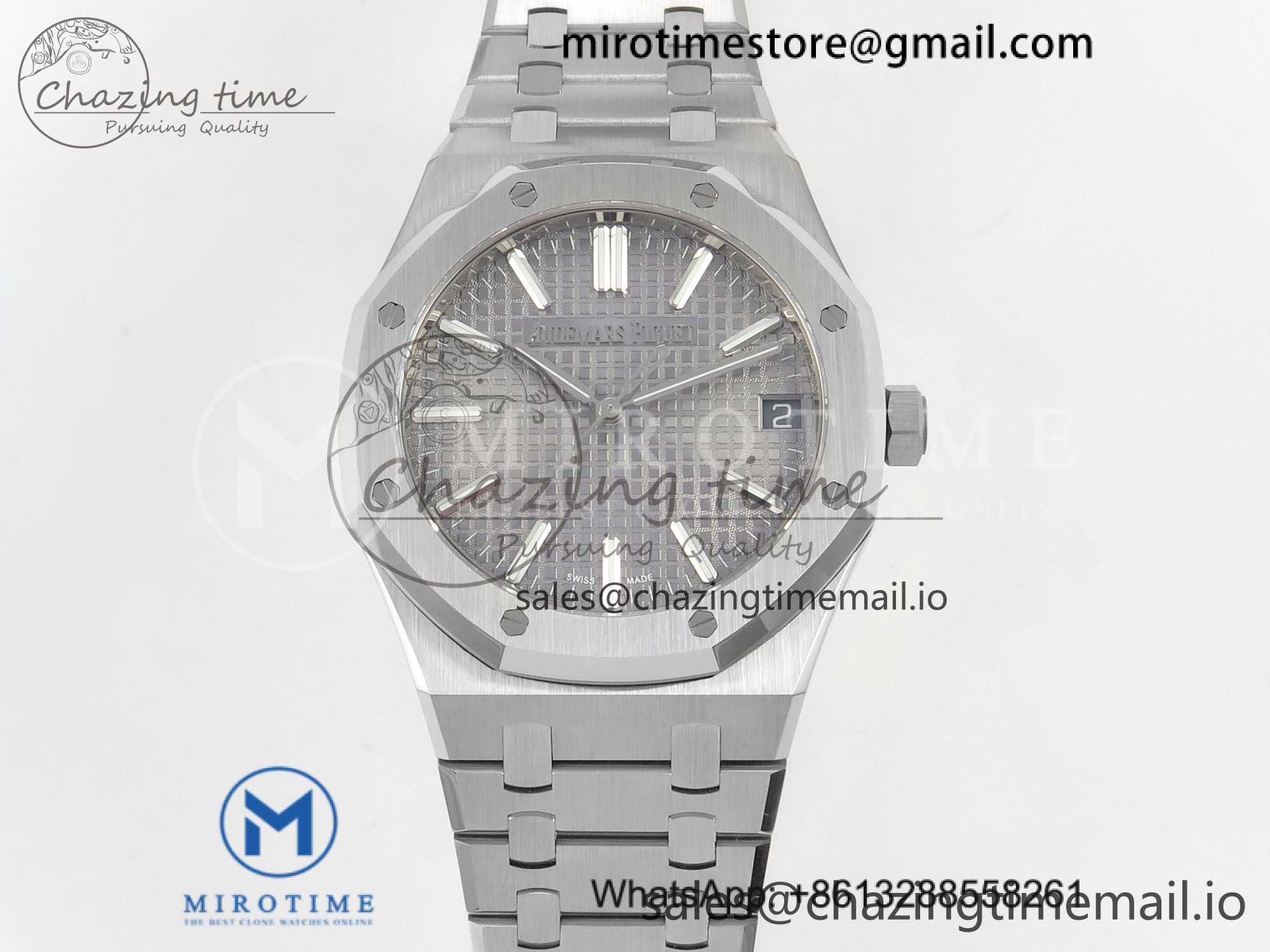 Royal Oak 41mm 15510 SS DDF 1:1 Best Edition Gray Dial on SS Bracelet DD4302 Super Clone