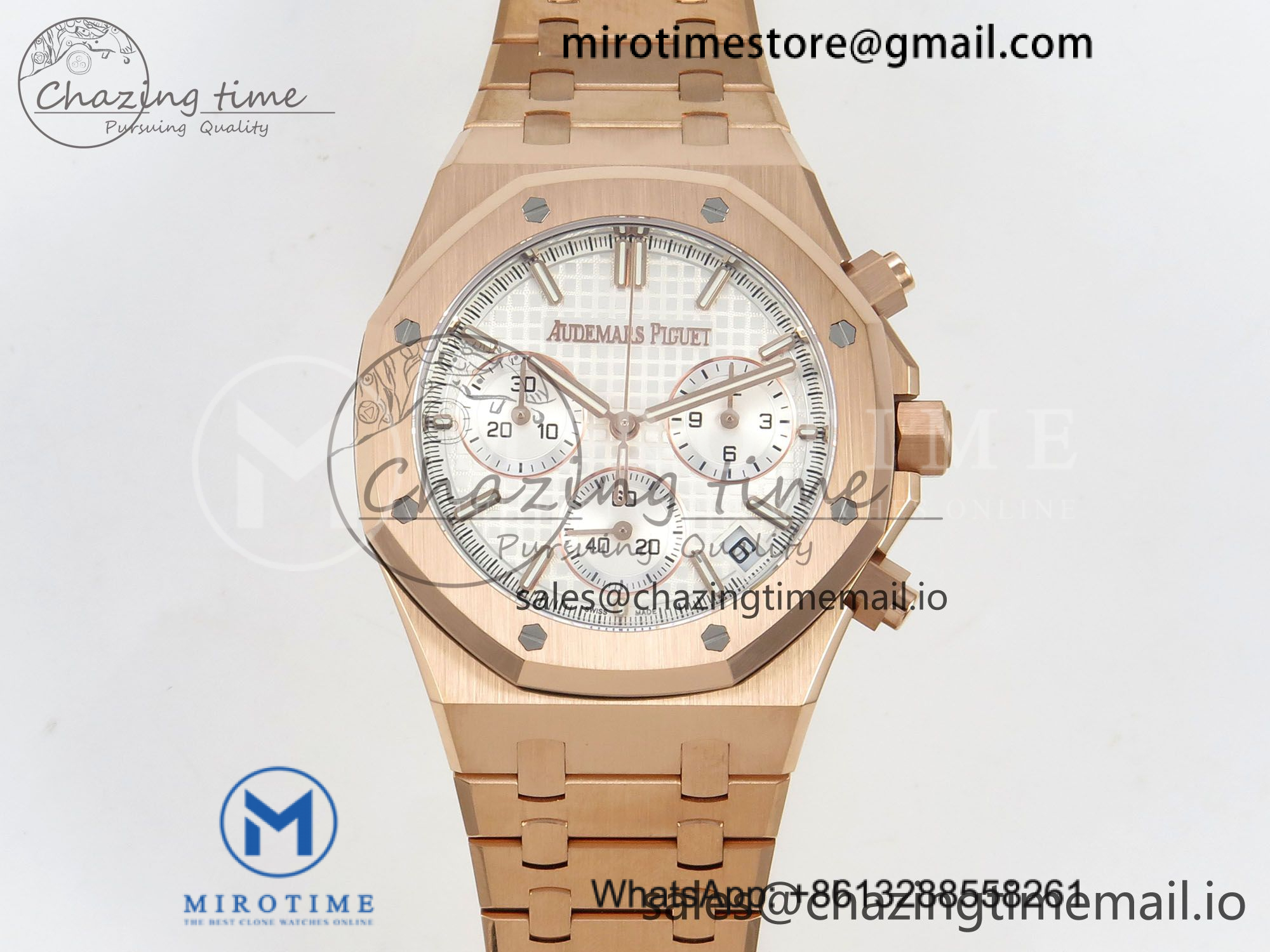 Royal Oak Chrono 26240 RG DDF 1:1 Best Edition Silver Dial on RG Bracelet DD4401 Super Clone Gain Weight (SW Dial)