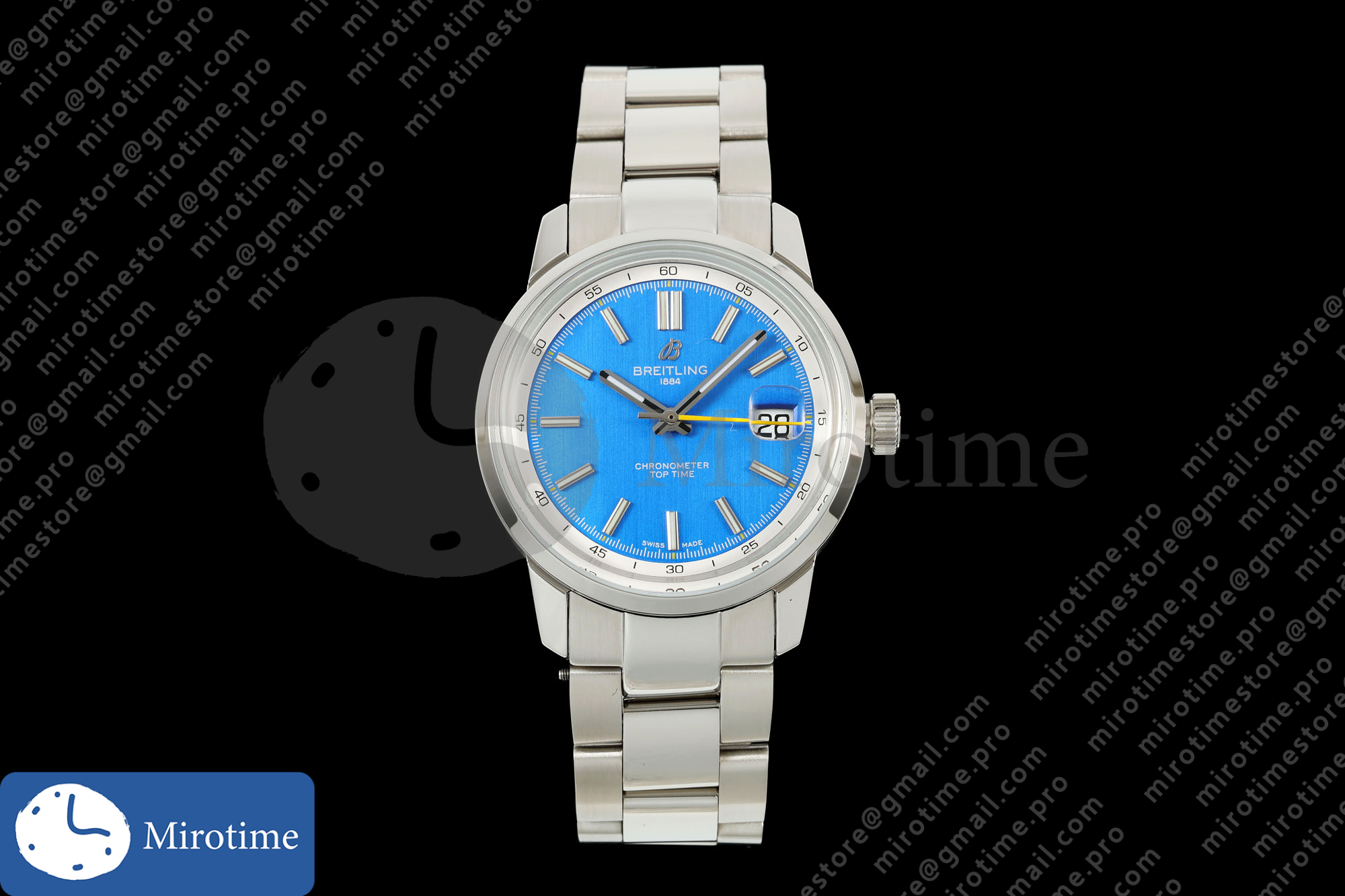 Top Time B31 BLF 1:1 Best Edition Blue Dial Yellow Hand on SS Bracelet AB31