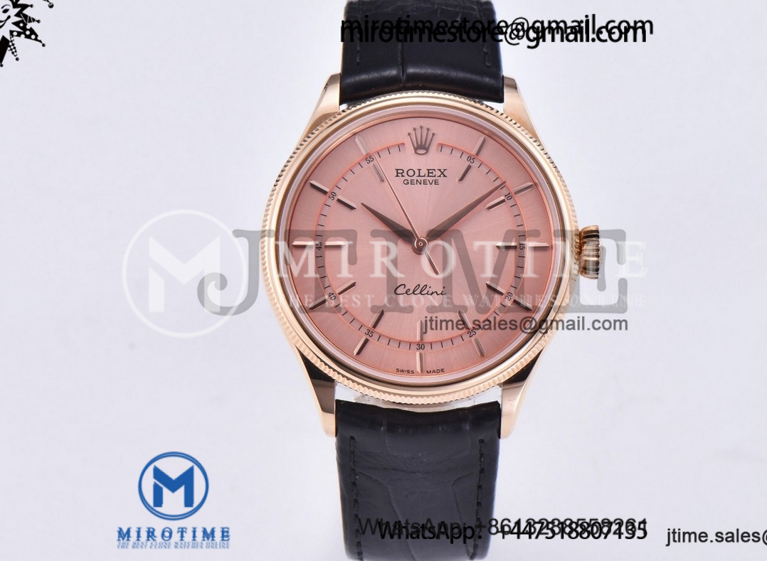 Cellini 50505 RG GMF 1:1 Best Edition Gold Dial Stick Markers on Black Leather Strap SA3132