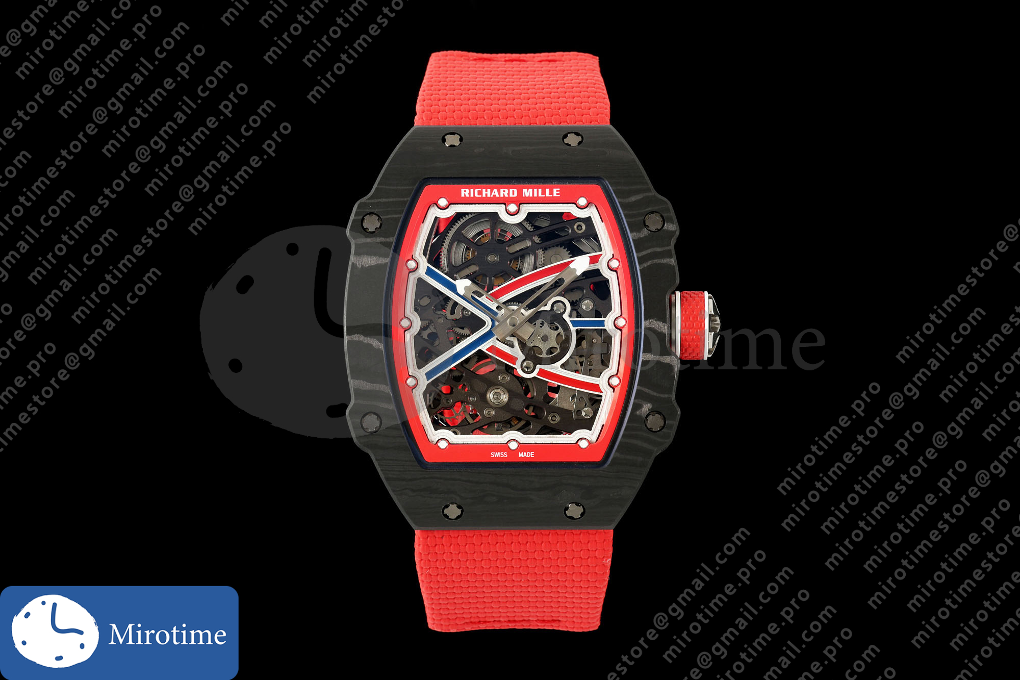 Umi Maker’s RM67-02 Black NTPT Blue/Red Skeleton Dial on Nylon strap CRMA7 Clone V2