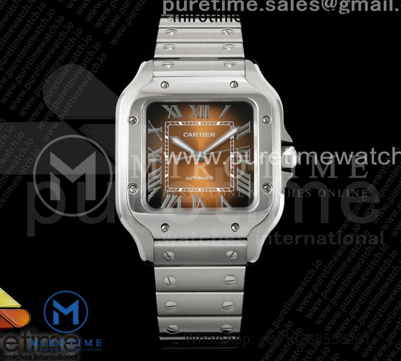 Santos de Cartier 35mm SS BVF 1:1 Best Edition Brown Dial on SS SmartLinks Bracelet MIYOTA 9015