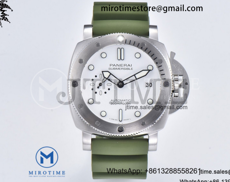 PAM1226 Sub Quaranta 44mm SS VSF 1:1 Best Edition White Dial on Green Rubber Strap P900