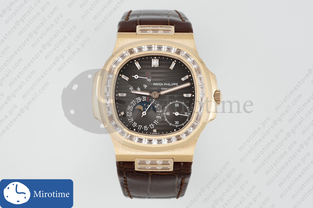 Nautilus 5712 RG PPF 1:1 Best Edition Gray Dial on Brown Leather Strap A240 Super Clone V3