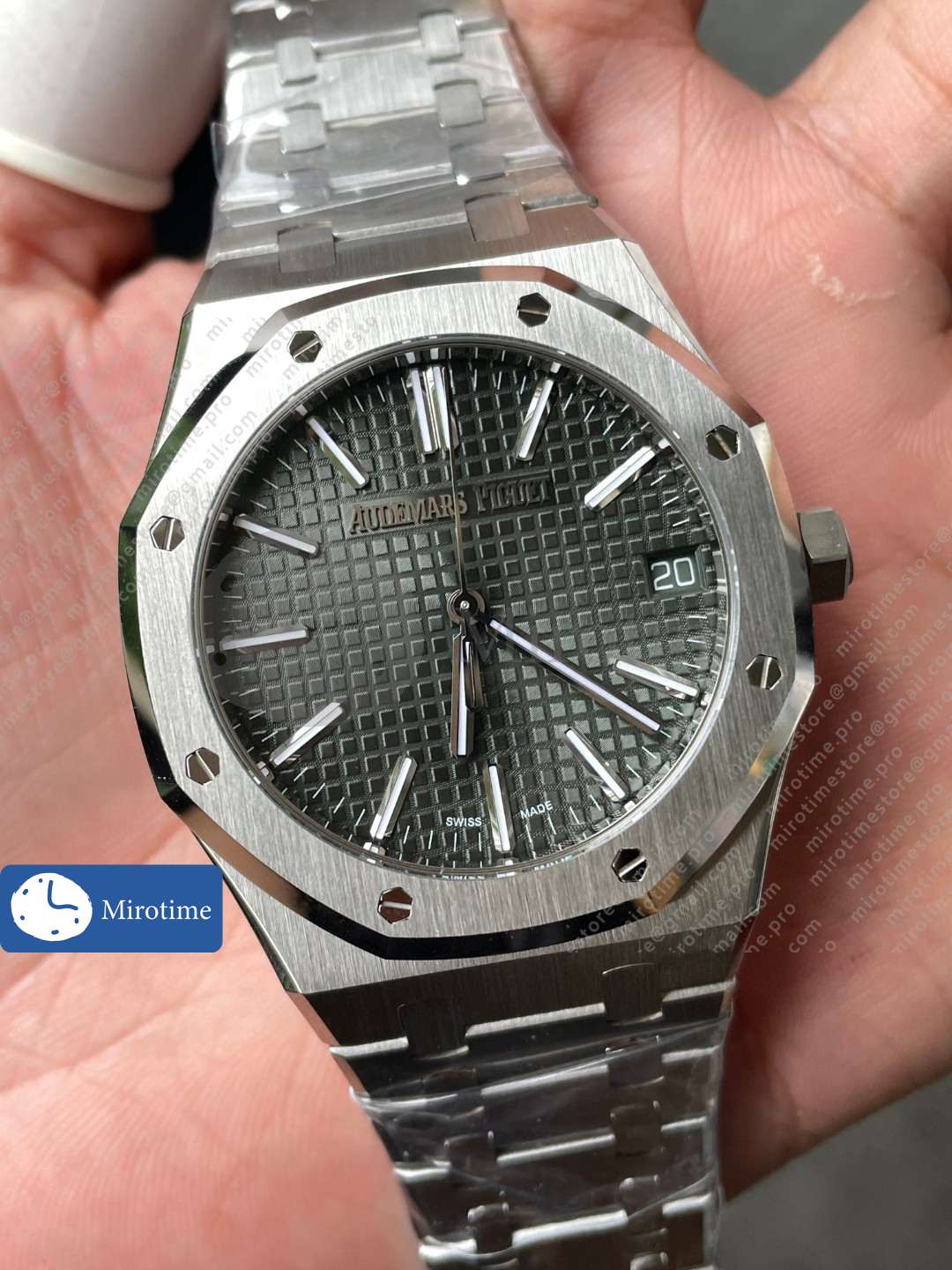 Royal Oak 41mm 15510 SS VSF 1:1 Best Edition Green Textured Dial on SS Bracelet DD4302 Super Clone