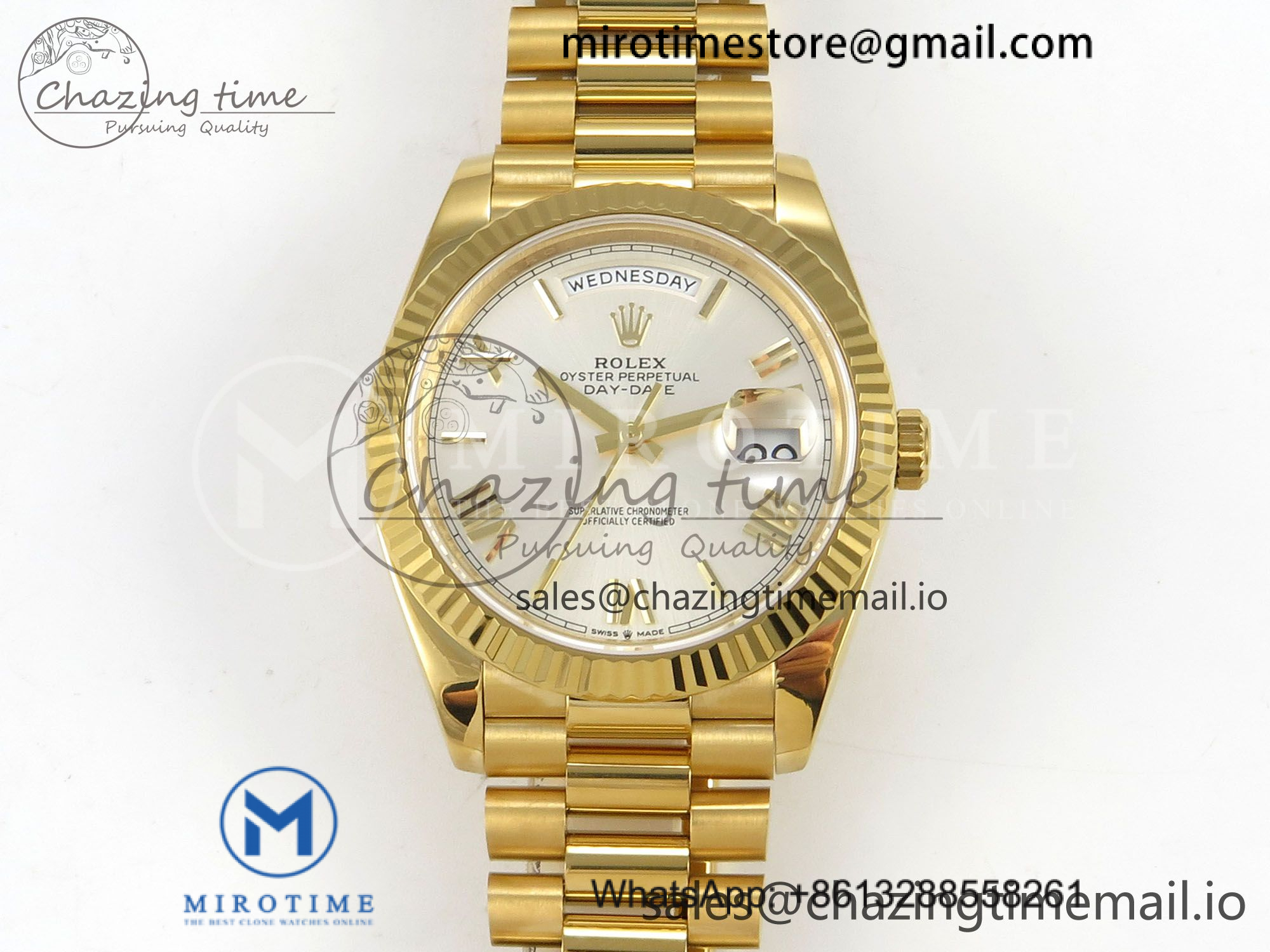 Day Date 40 YG 228238 QF 1:1 Best Edition Silver Roman Dial on President Bracelet VR3255 V8 (190g)