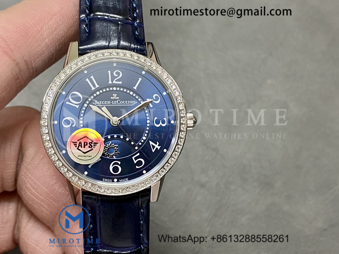 RENDEZ-VOUS NIGHT & DAY SS APSF 1:1 BEST EDITION BLUE TEXTURED DIAL DIAMONDS BEZEL ON BLUE LEATHER STRAP SA898