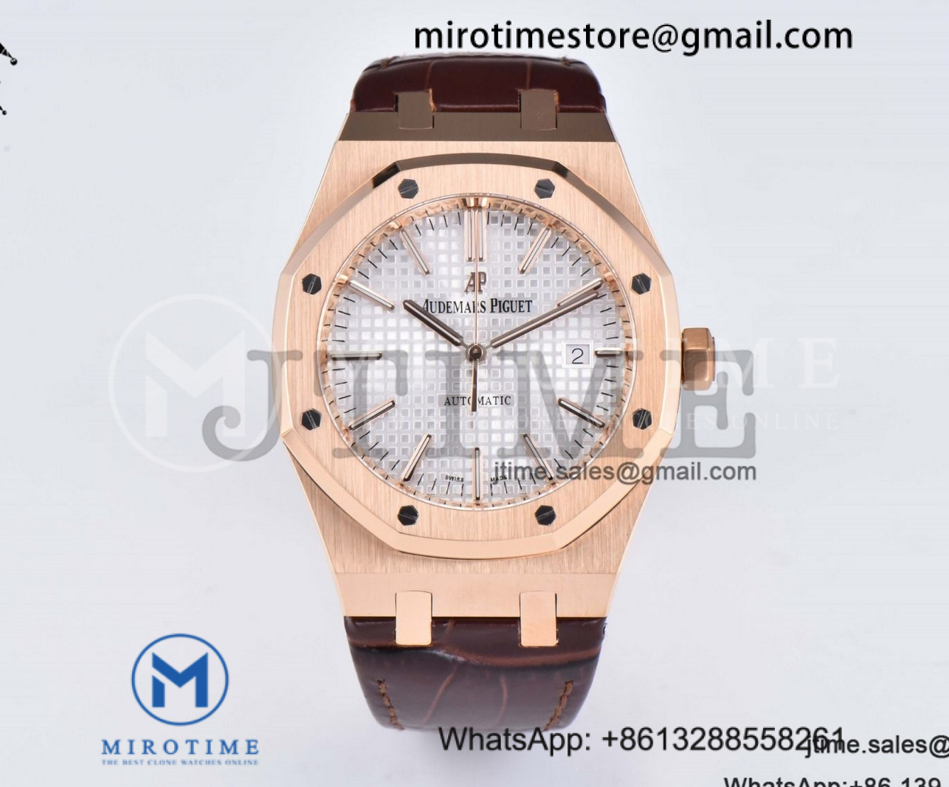 Royal Oak 41mm 15400 RG APSF 1:1 Best Edition Silver Dial on Brown Leather Strap SA3120 Super Clone V4(Tungsten Heavy Version)