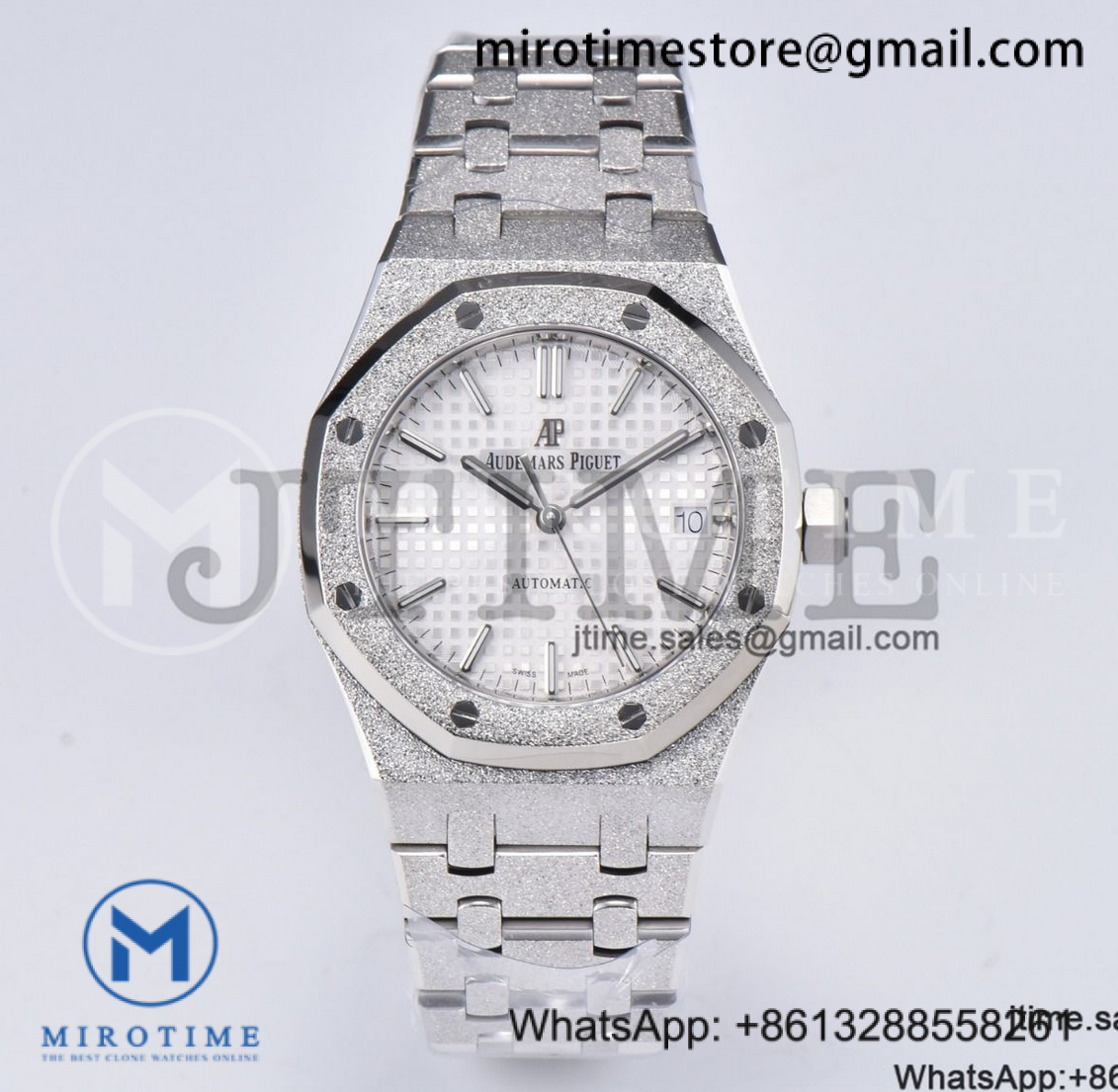 Royal Oak 37mm 15454 Frosted RG APSF 1:1 Best Edition White Textured Dial on Frosted RG Bracelet SA3120 Super Clone