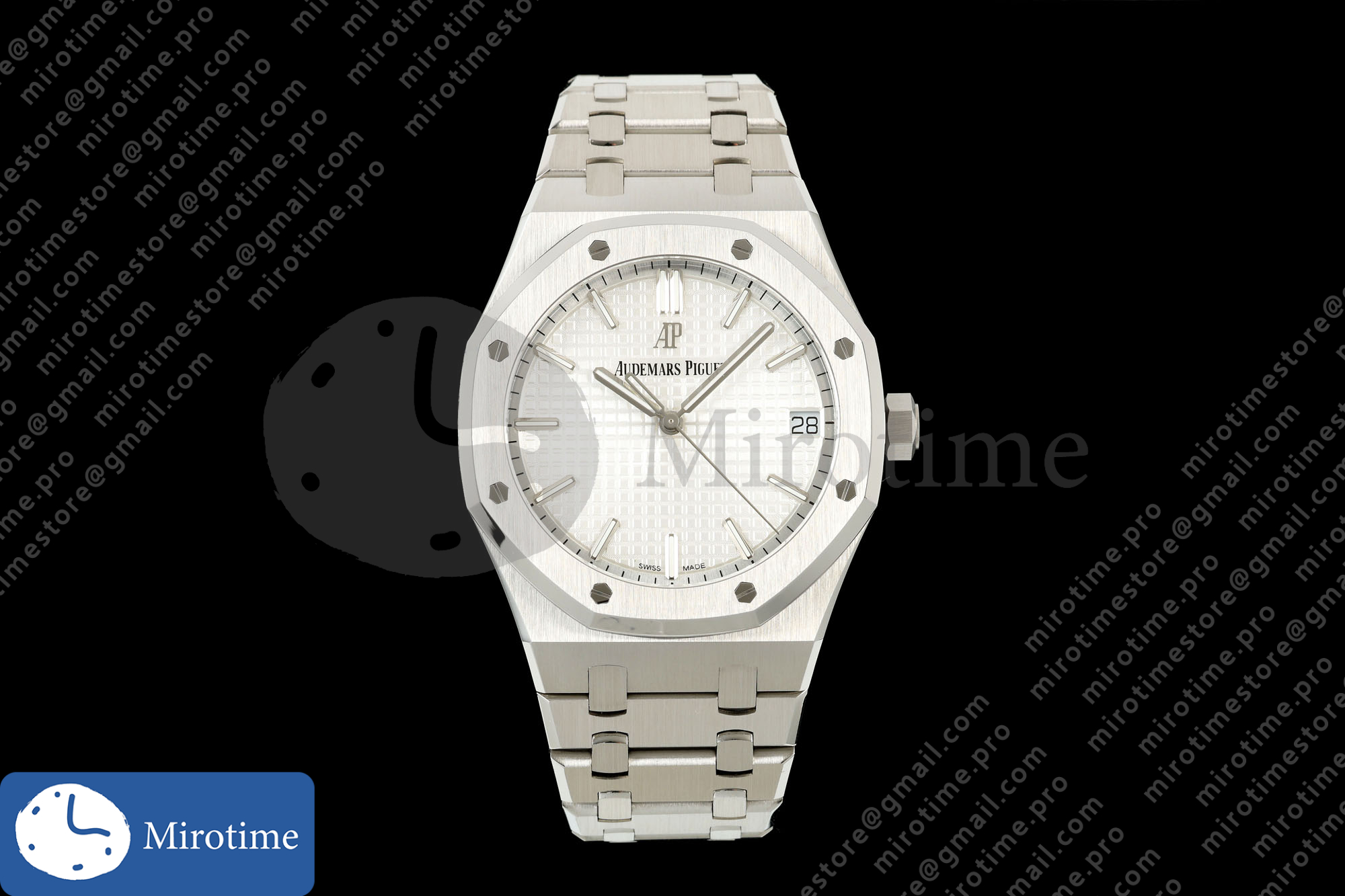 Royal Oak 41mm 15500 SS ZF 1:1 Best Edition White Textured Dial on SS Bracelet SA4302 Super Clone V4 (Free Sprung)