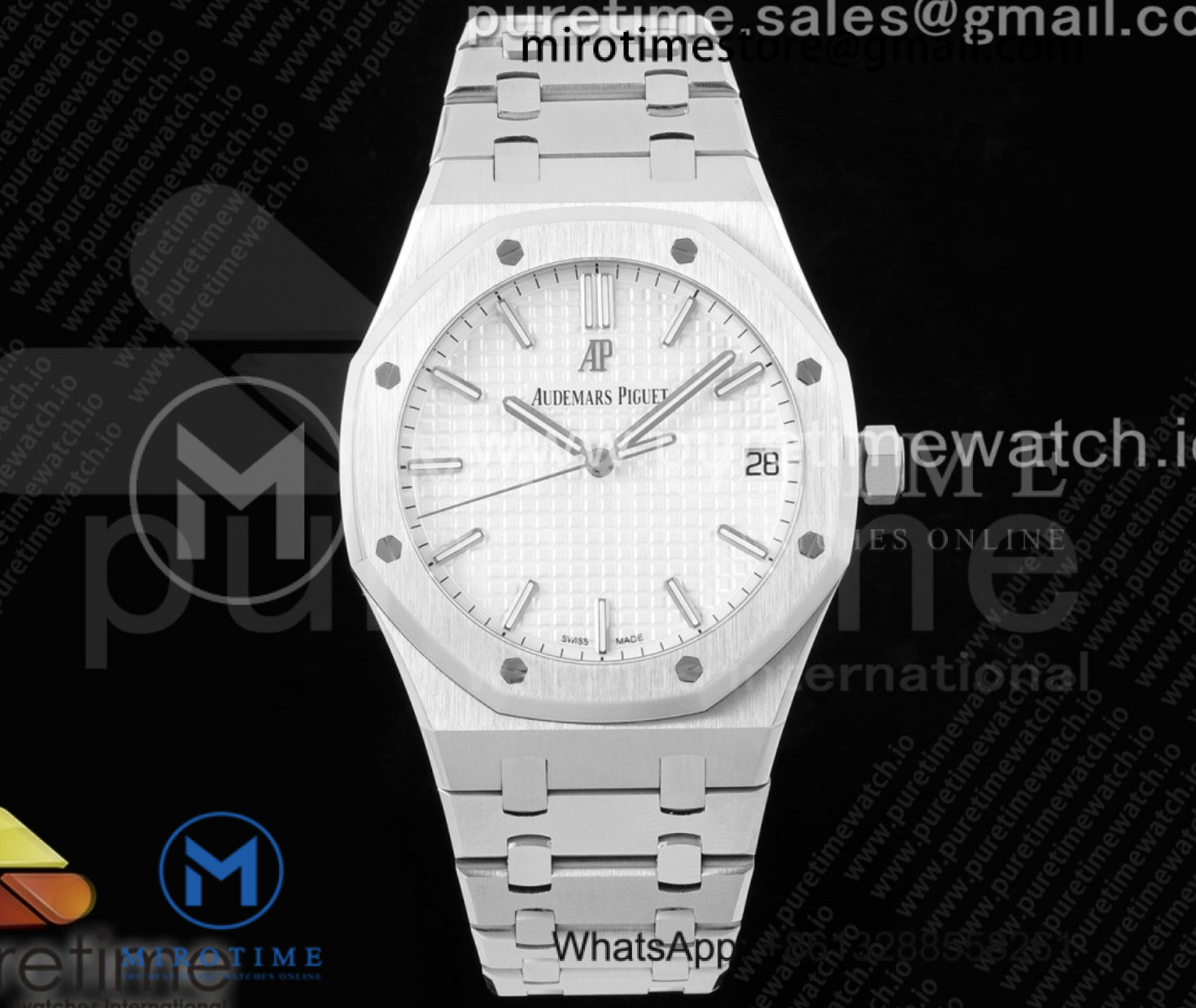 Royal Oak 41mm 15500 SS APSF 1:1 Best Edition White Textured Dial on SS Bracelet SA4302 Super Clone