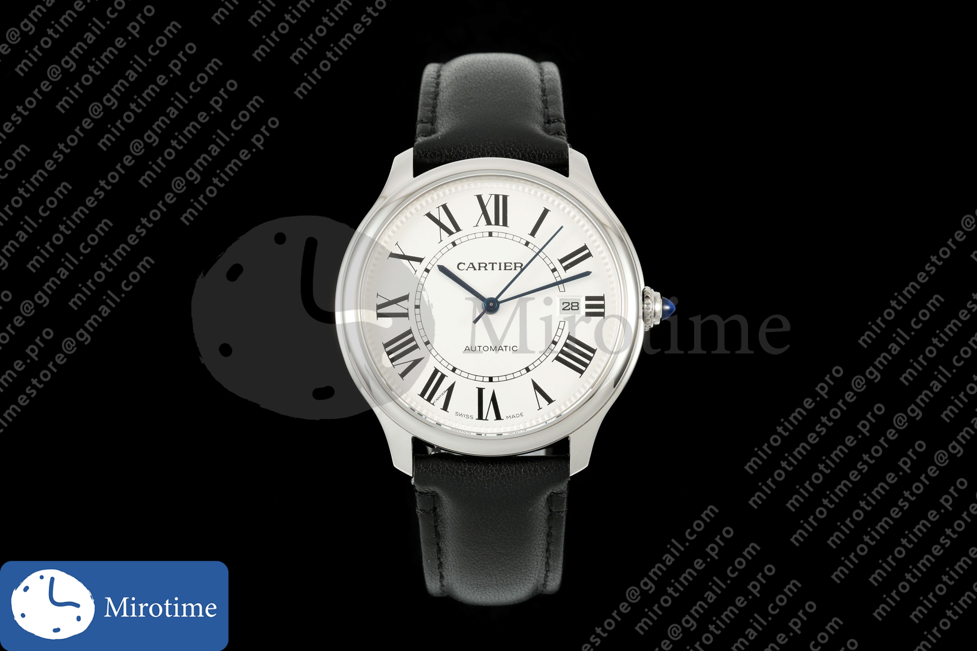 Ronde Louis 40 SS BSF Best Edition White Dial on Black Leather Strap A1847