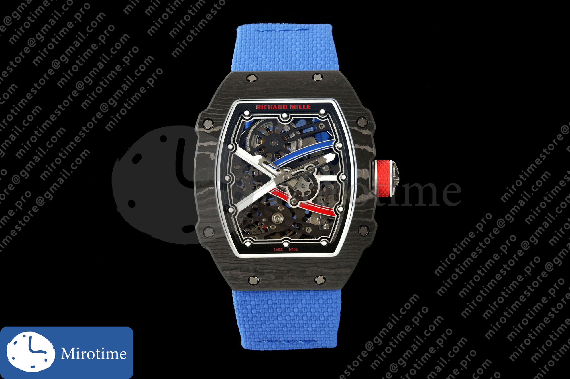 Umi Maker’s RM67-02 Black NTPT France Blue/Red/White Skeleton Dial on Nylon strap CRMA7 Clone V2