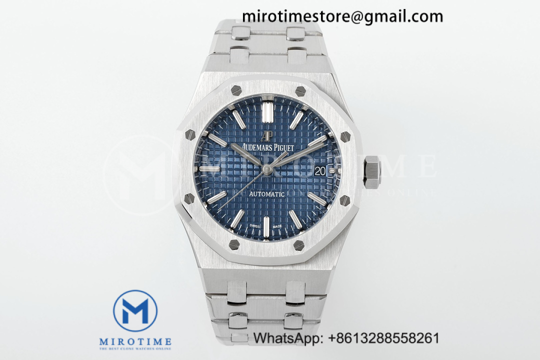 Royal Oak 37mm 15450 SS ZF 1:1 Best Edition Blue Textured Dial on SS Bracelet SA3120 Super Clone