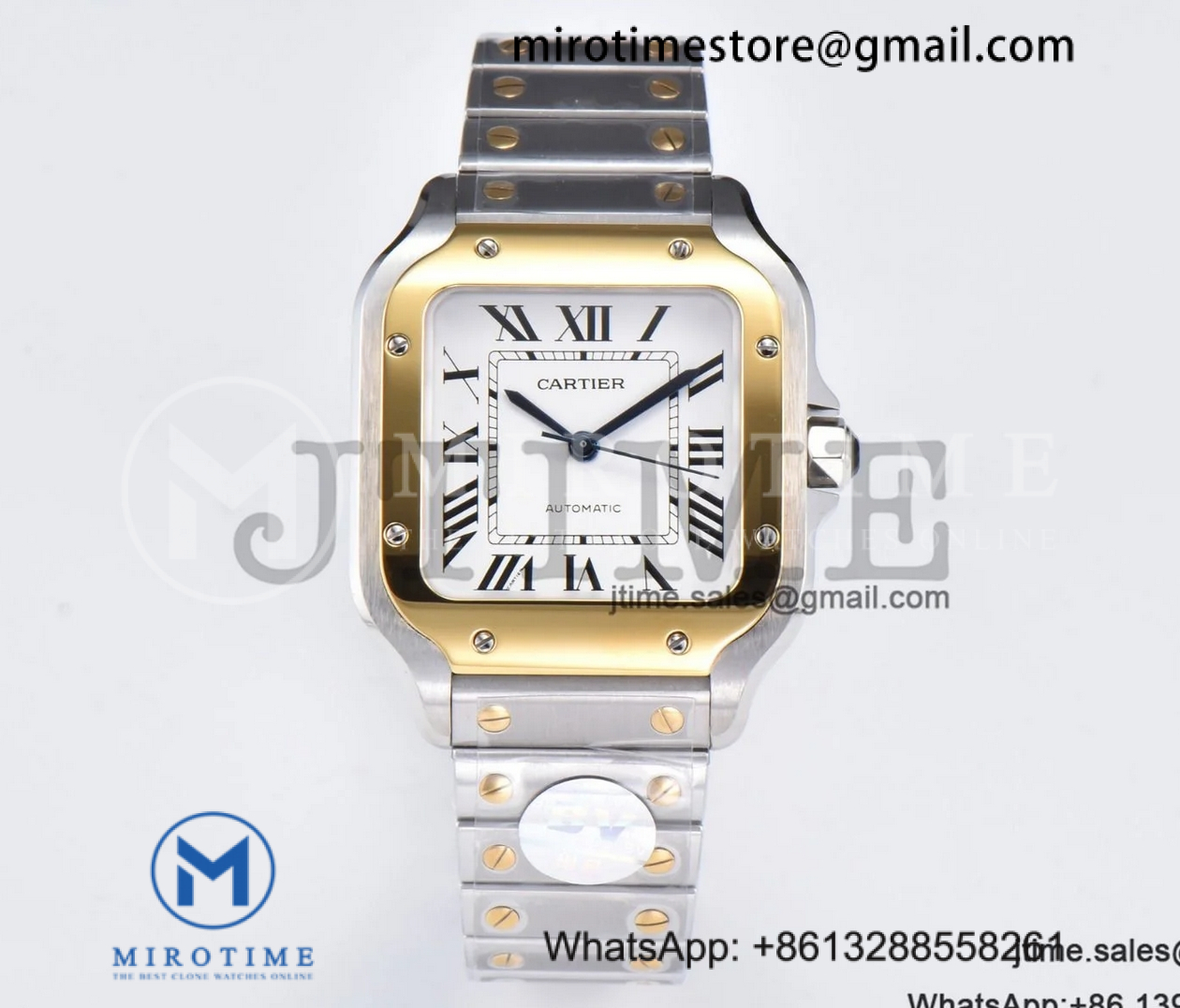 Santos de Cartier 35mm SS/YG BVF 1:1 Best Edition White Dial on SS/YG Bracelet MIYOTA 9015