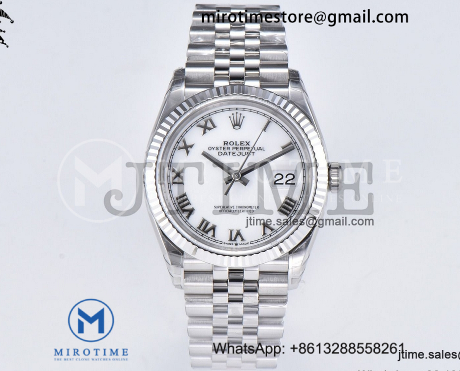 DateJust 36 SS 126234 VSF 1:1 Best Edition 904L Steel White Roman Dial on Jubilee Bracelet VS3235