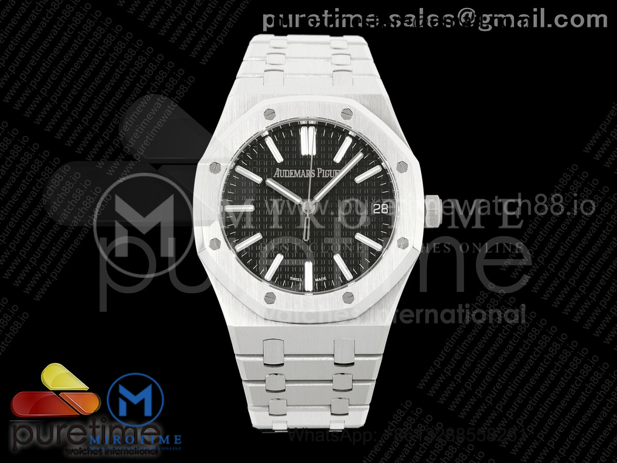 Royal Oak 41mm 15510 SS TOPF 1:1 Best Edition Black Dial on SS Bracelet DD4302 Super Clone