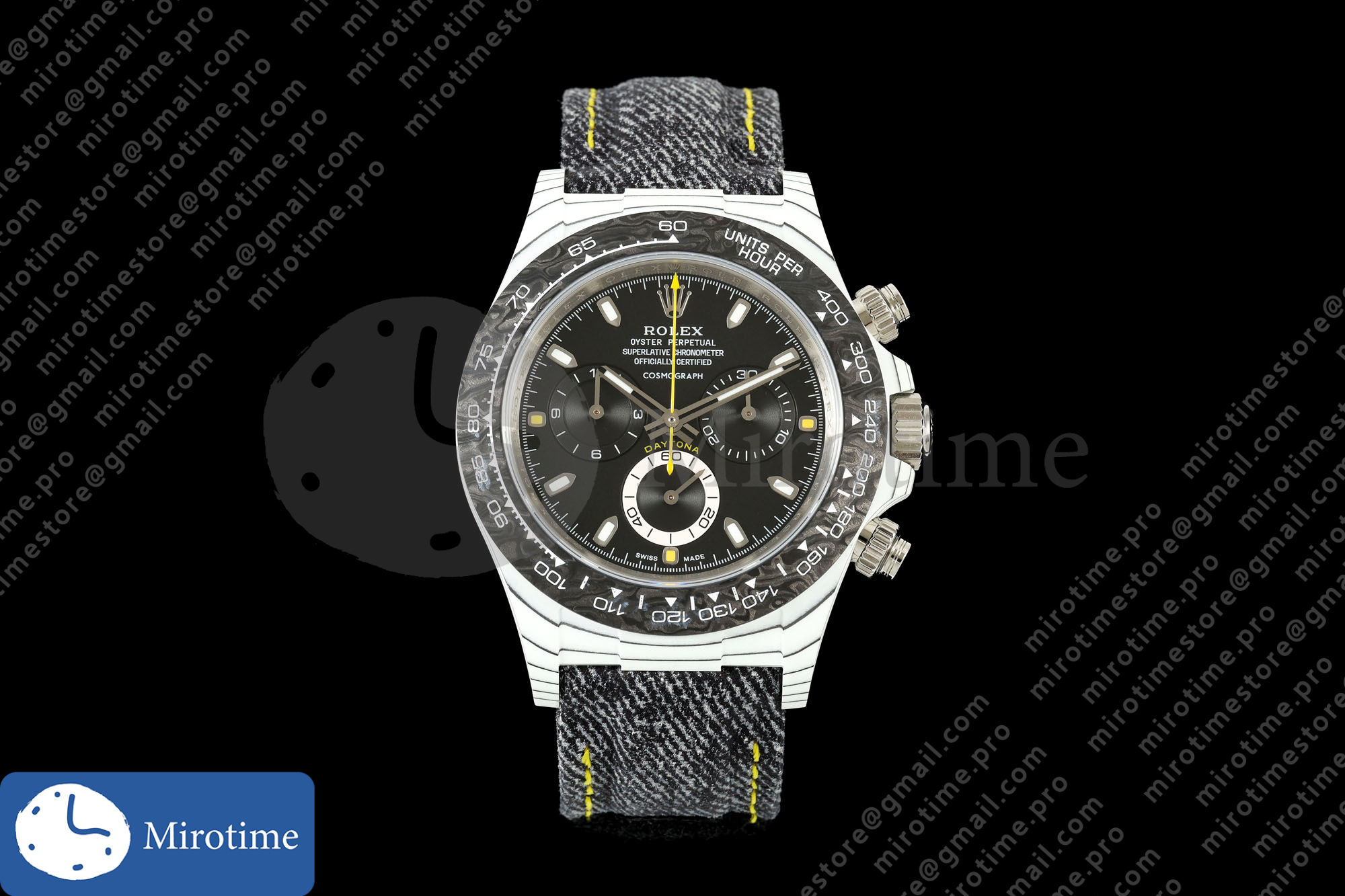 Daytona DIW White Carbon DIWF Best Edition Black Dial Black Bezel on Gray Nylon Strap SH4130