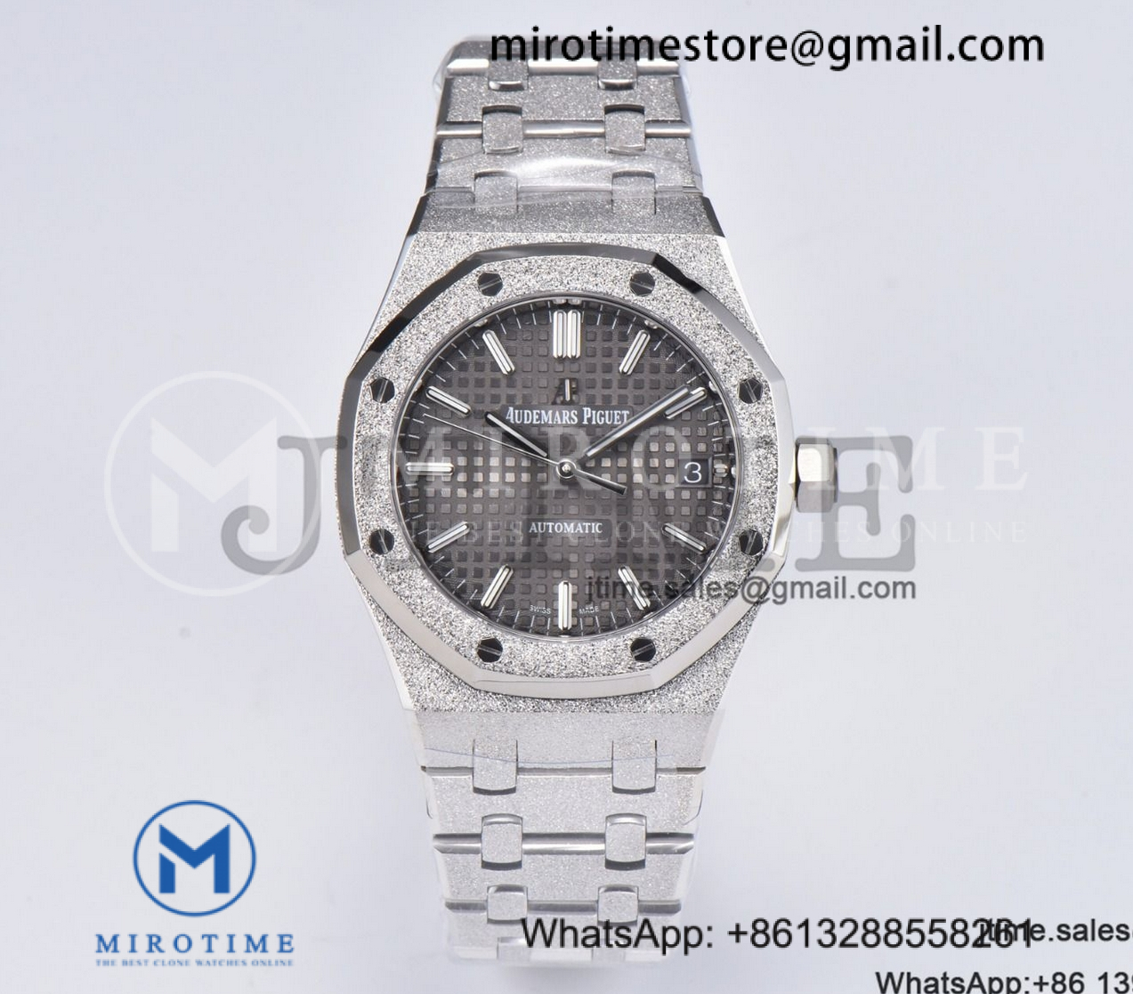 Royal Oak 37mm 15454 Frosted SS APSF 1:1 Best Edition Gray Textured Dial on Frosted SS Bracelet SA3120 Super Clone