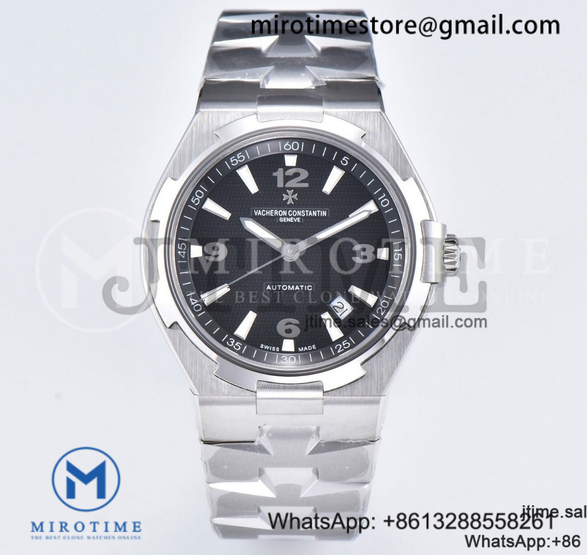 Overseas 47040 SS PPF 1:1 Best Edition Black Textured Dial on SS Bracelet A1226