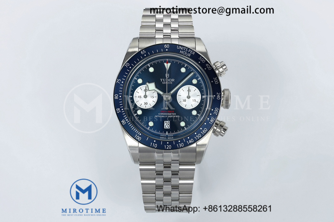 Black Bay Chrono SS ZF 1:1 Best Edition Blue/White Dial on SS Bracelet A7750