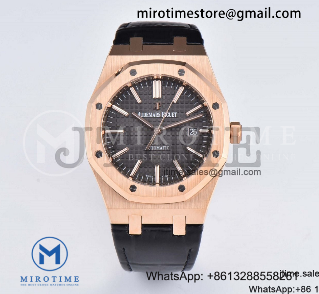 Royal Oak 41mm 15400 RG APSF 1:1 Best Edition Gray Dial on Black Leather Strap SA3120 Super Clone V4(Tungsten Heavy Version)