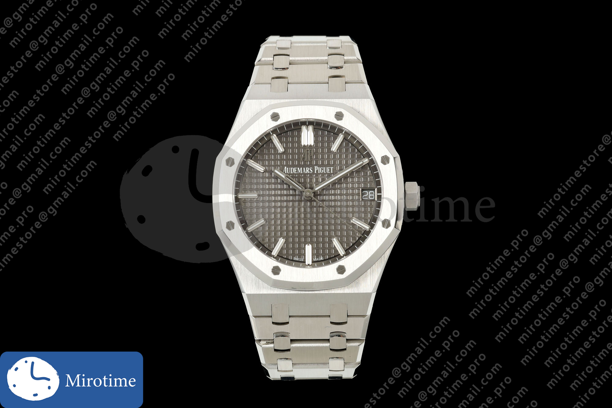 Royal Oak 41mm 15500 SS ZF 1:1 Best Edition Gray Textured Dial on SS Bracelet SA4302 Super Clone V4 (Free Sprung)
