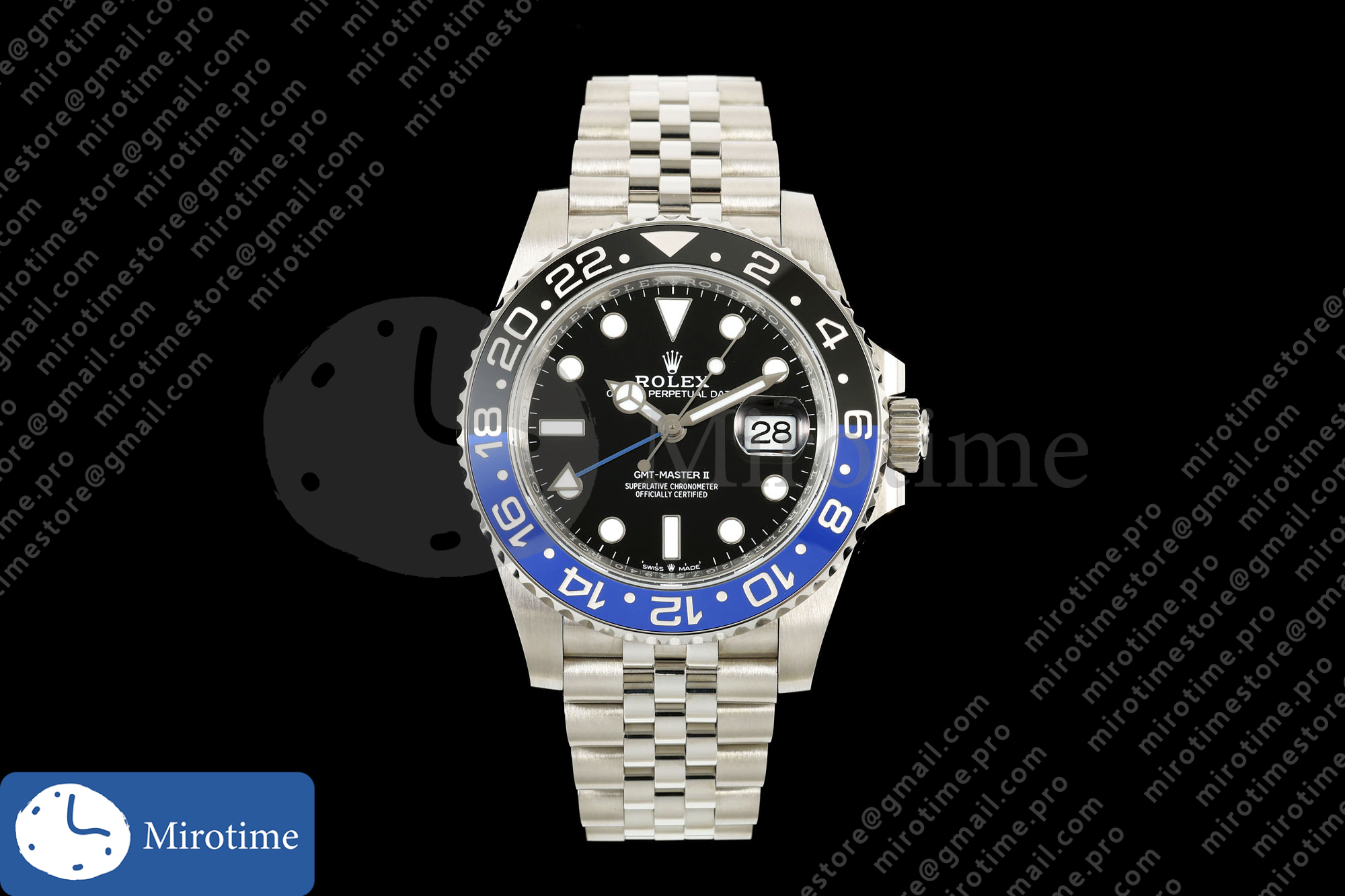 GMT-Master II 126710 BLNR Black/Blue V2 904L SS QF 1:1 Black Dial On Jubilee Bracelet SH3285 CHS (Free Sprung)