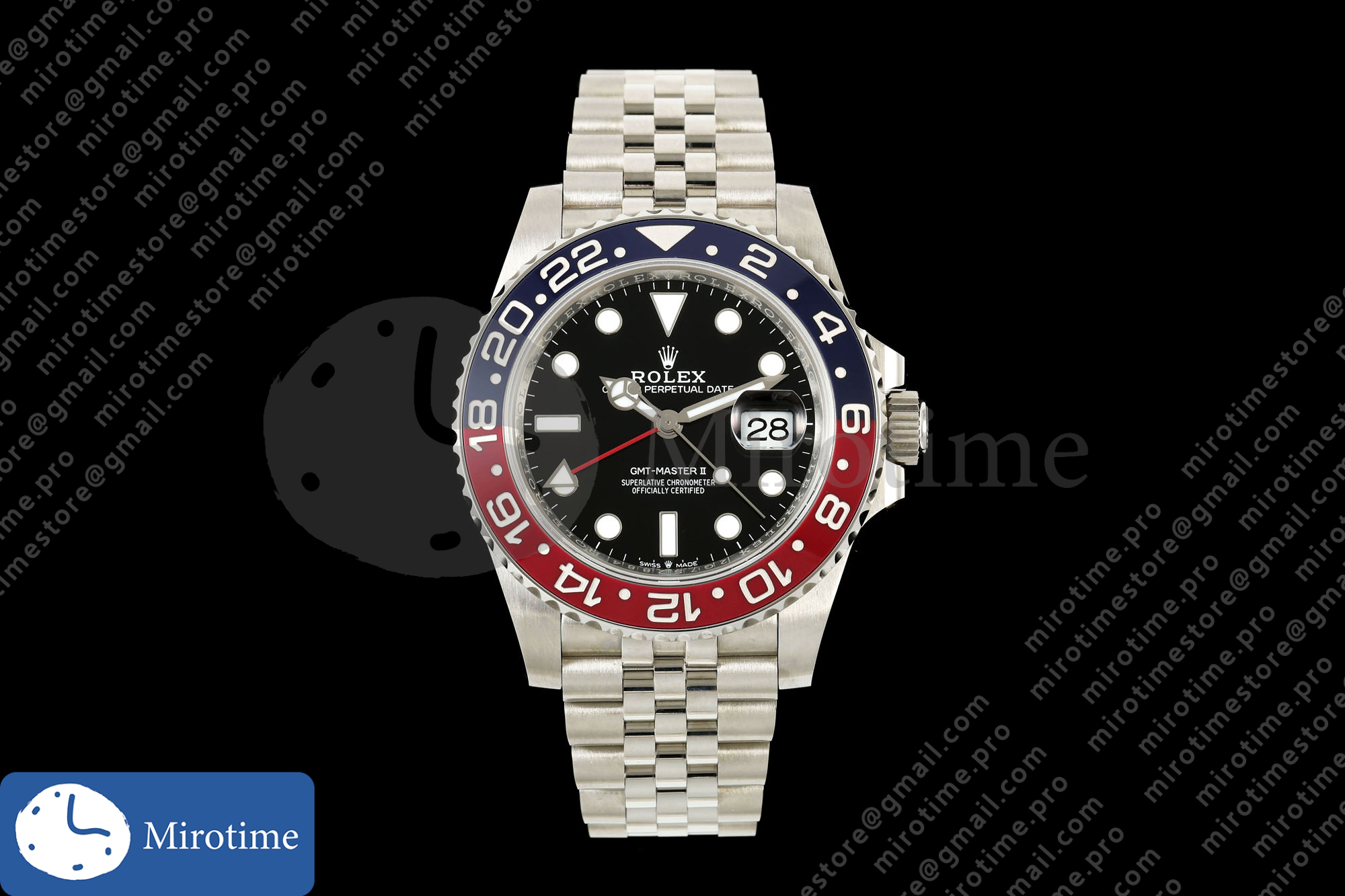 GMT-Master II 126710 BLRO Blue/Red V2 904L SS QF 1:1 Black Dial On Jubilee Bracelet SH3285 CHS (Free Sprung)
