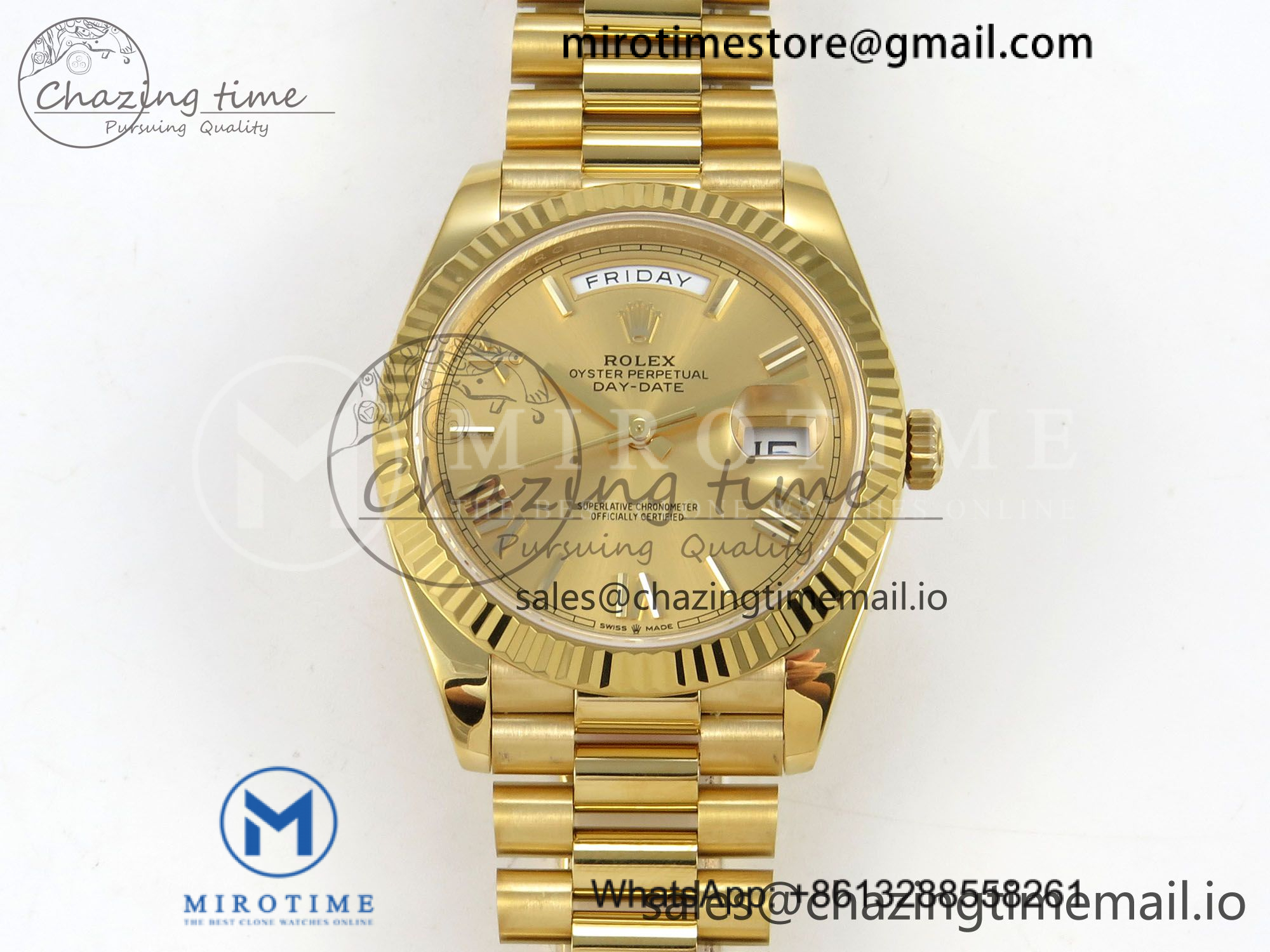 Day Date 40 YG 228238 QF 1:1 Best Edition YG Roman Dial on President Bracelet VR3255 V8 (190g)