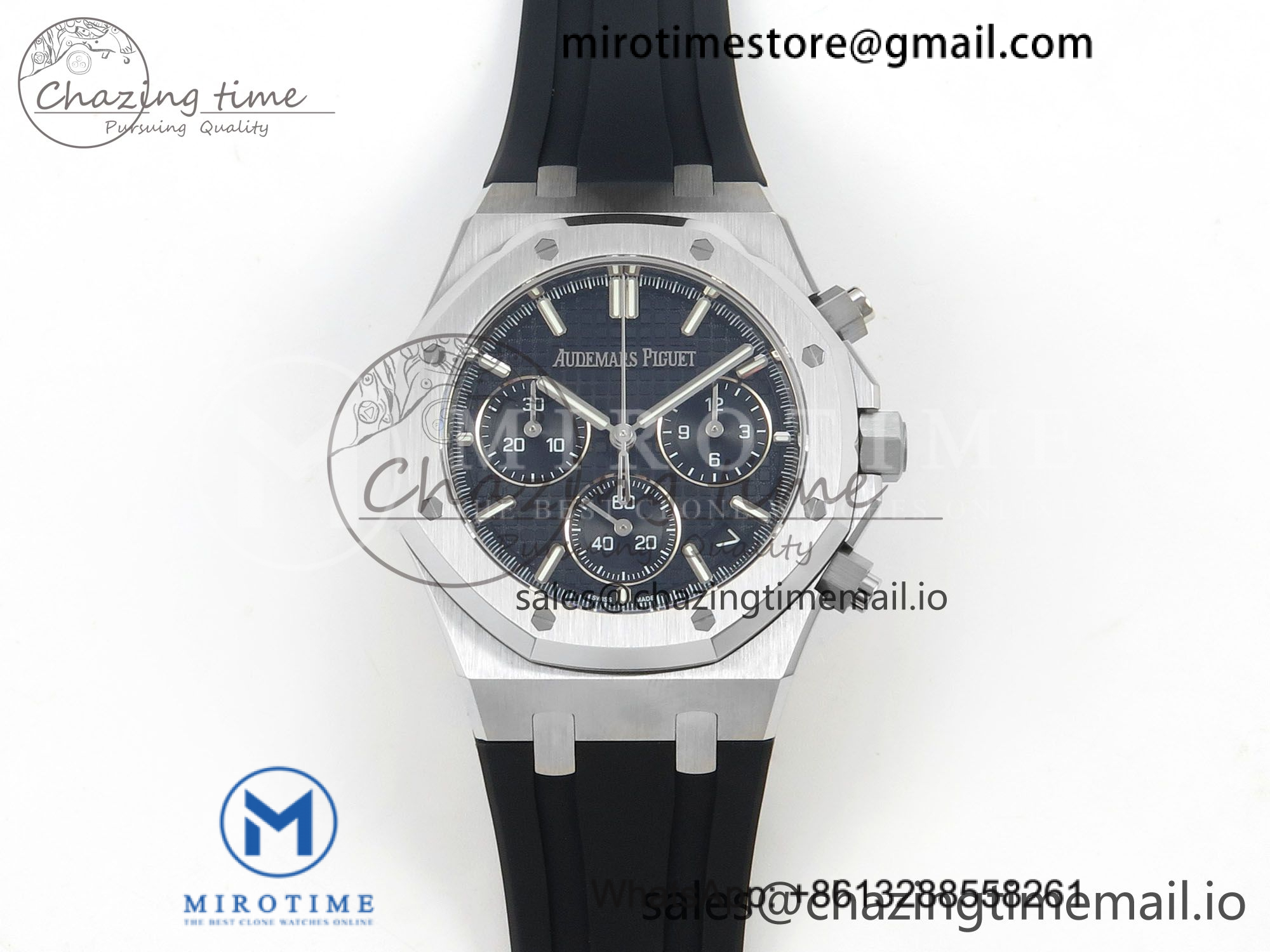 Royal Oak Chrono 26240 SS DDF 1:1 Best Edition Blue Dial on Black Rubber Strap DD4401 Super Clone (SW Dial)