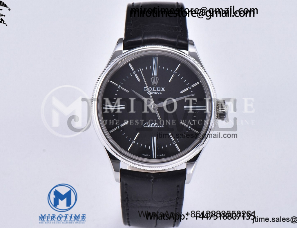 Cellini 50509 SS GMF 1:1 Best Edition Black Dial Stick Markers on Black Leather Strap SA3132