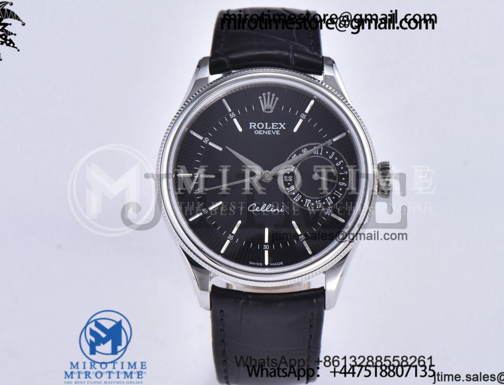 Cellini 50519 SS GMF 1:1 Best Edition Black Dial on Black Leather Strap SA3165