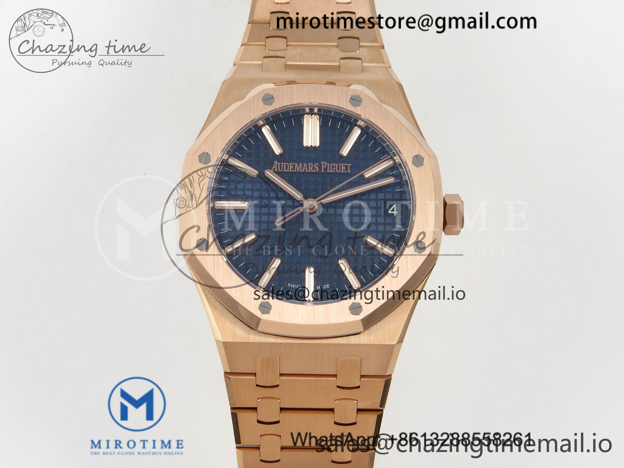 Royal Oak 41mm 15510 RG DDF 1:1 Best Edition Blue Dial on RG Bracelet DD4302 Super Clone (Weighted)