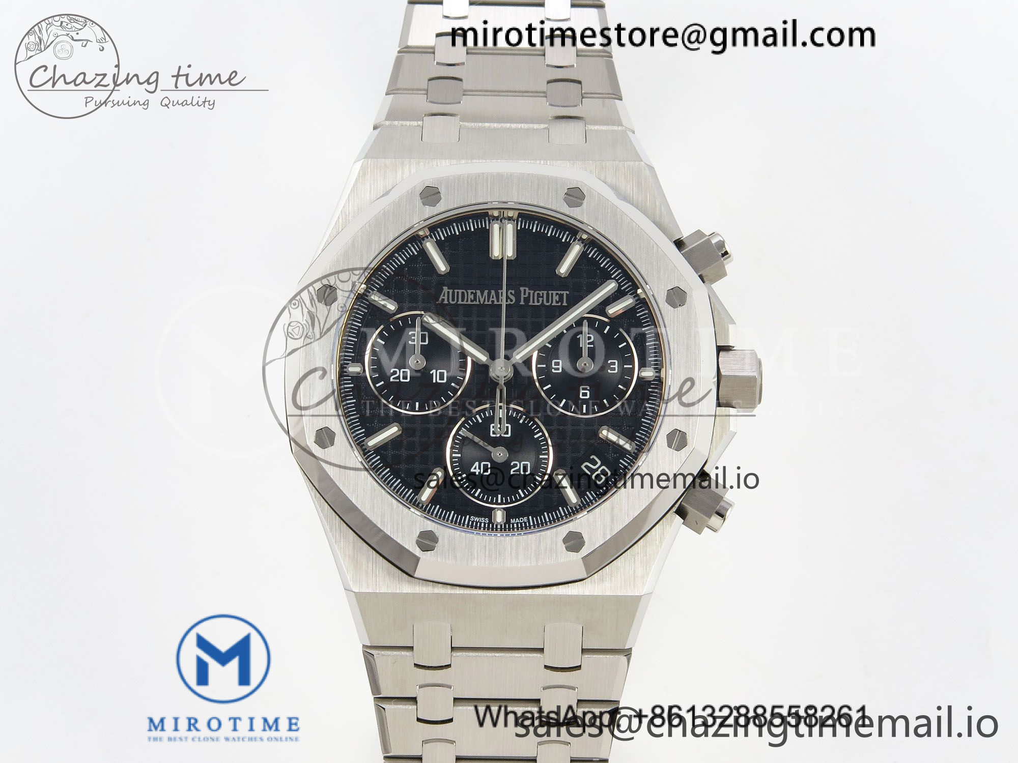 Royal Oak Chrono 26240 SS DDF 1:1 Best Edition Black Dial on SS Bracelet DD4401 Super Clone Gain Weight (SW Dial)