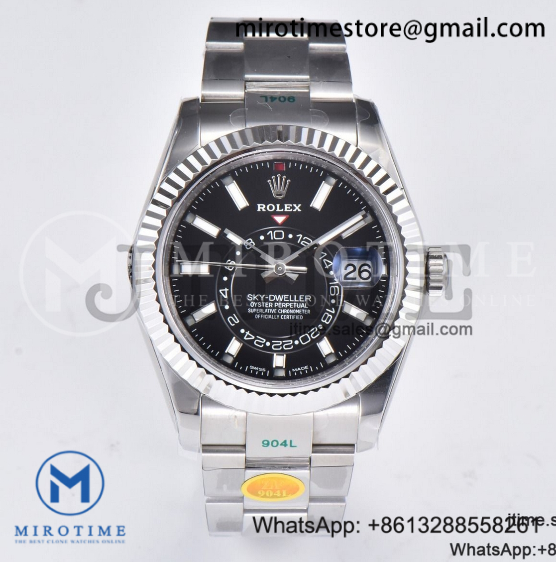 SKY-DWELLER 326934 904L SS ZF 1:1 BEST EDITION BLACK DIAL ON SS BRACELET ASIAN 2824