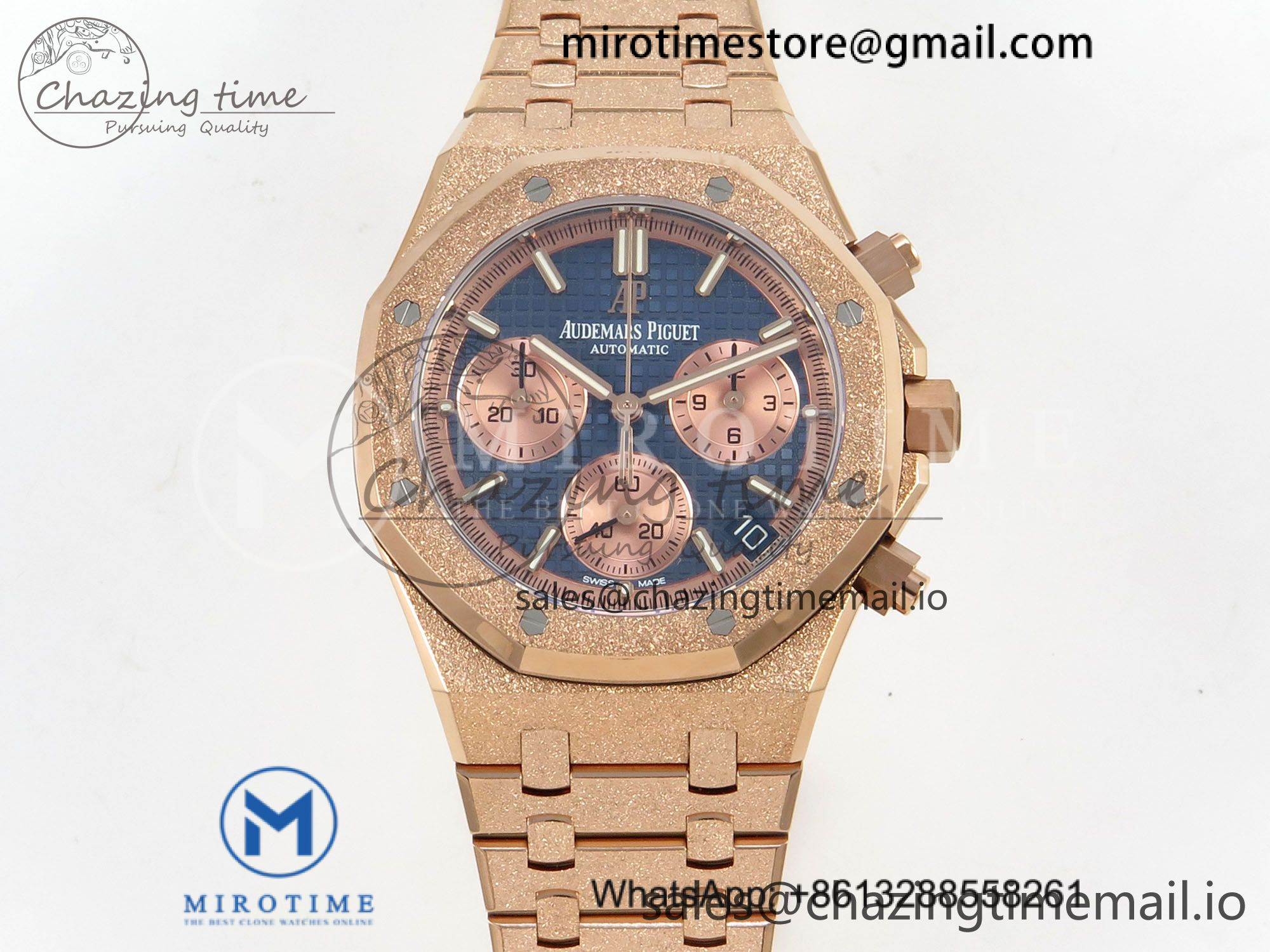 Royal Oak Chrono 26240 Frosted RG DDF 1:1 Best Edition Blue Dial on RG Bracelet DD4401 Super Clone