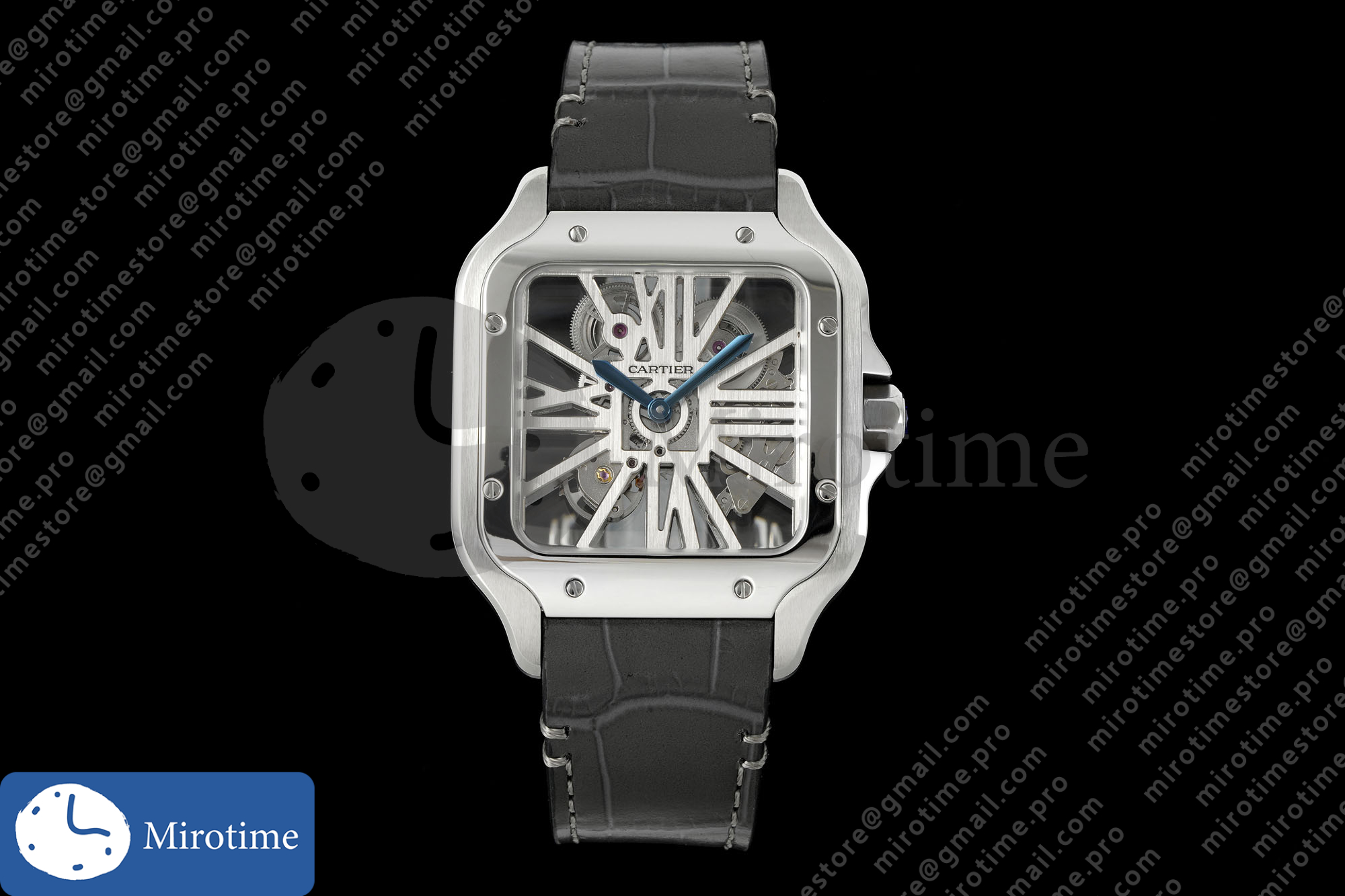 Santos Skeleton PVD RICH 1:1 Best Edition Skeleton Dial on Brown Leather Strap 9612MC Super Clone V2